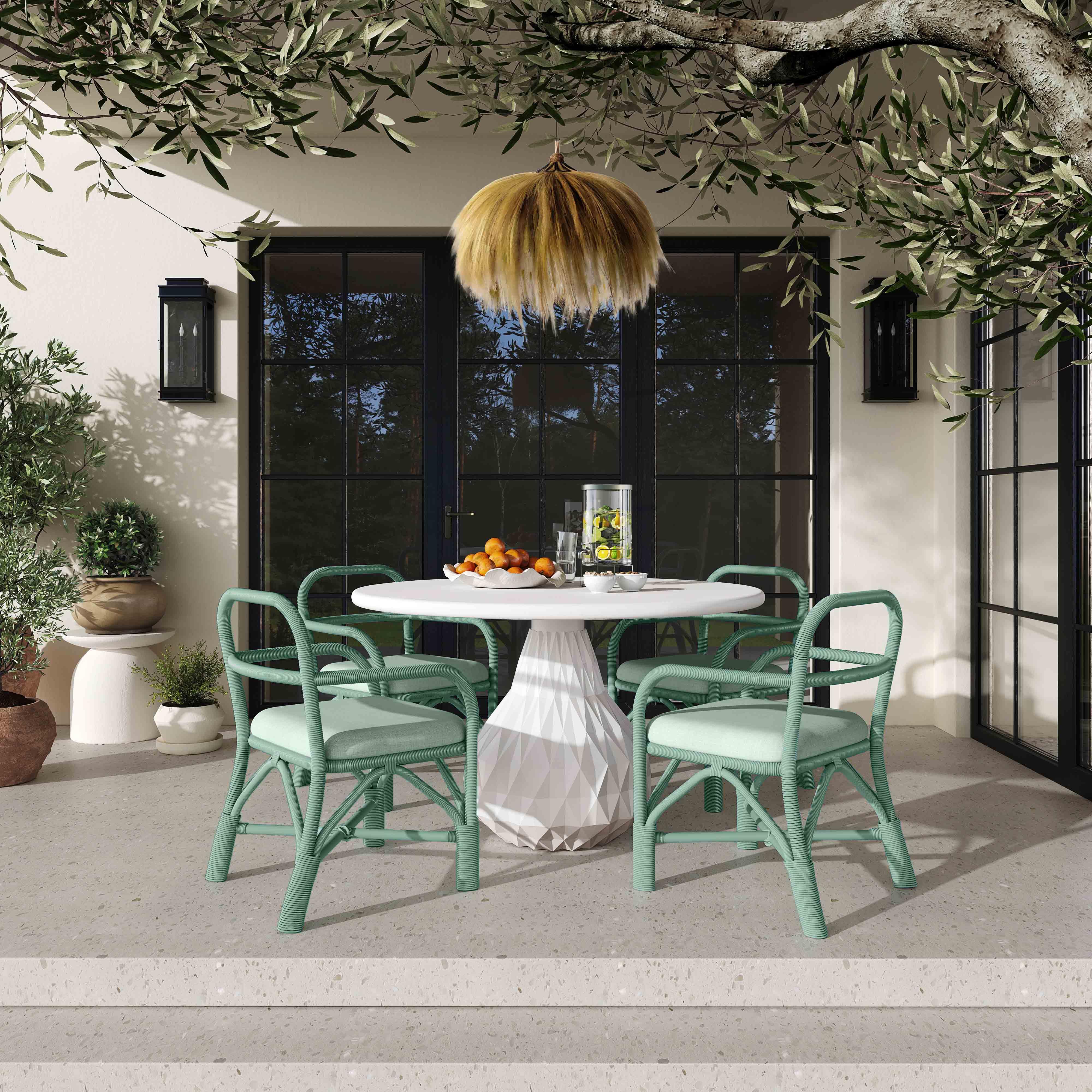 Ginny Green Rattan Dining Chair - Image 2
