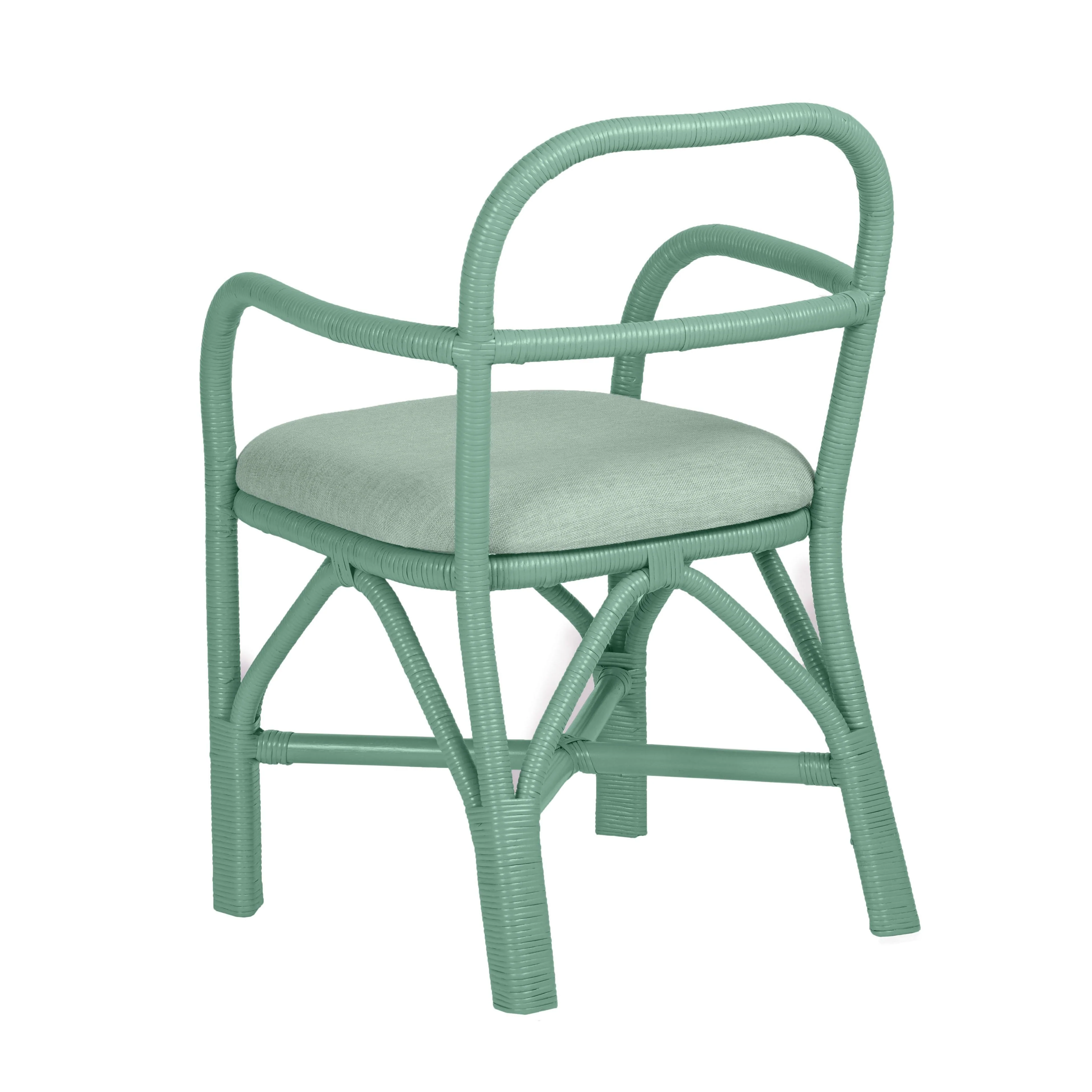 Ginny Green Rattan Dining Chair - Image 4