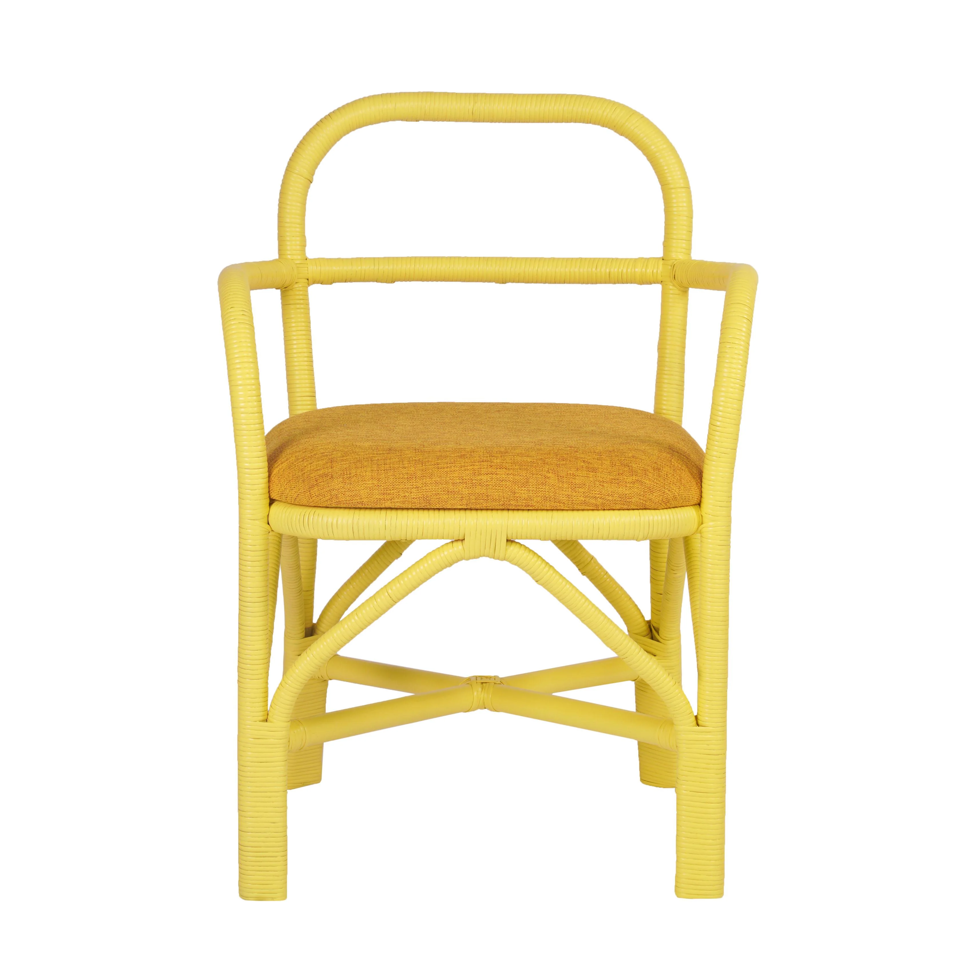 Ginny Yellow Rattan Dining Chair - Image 3