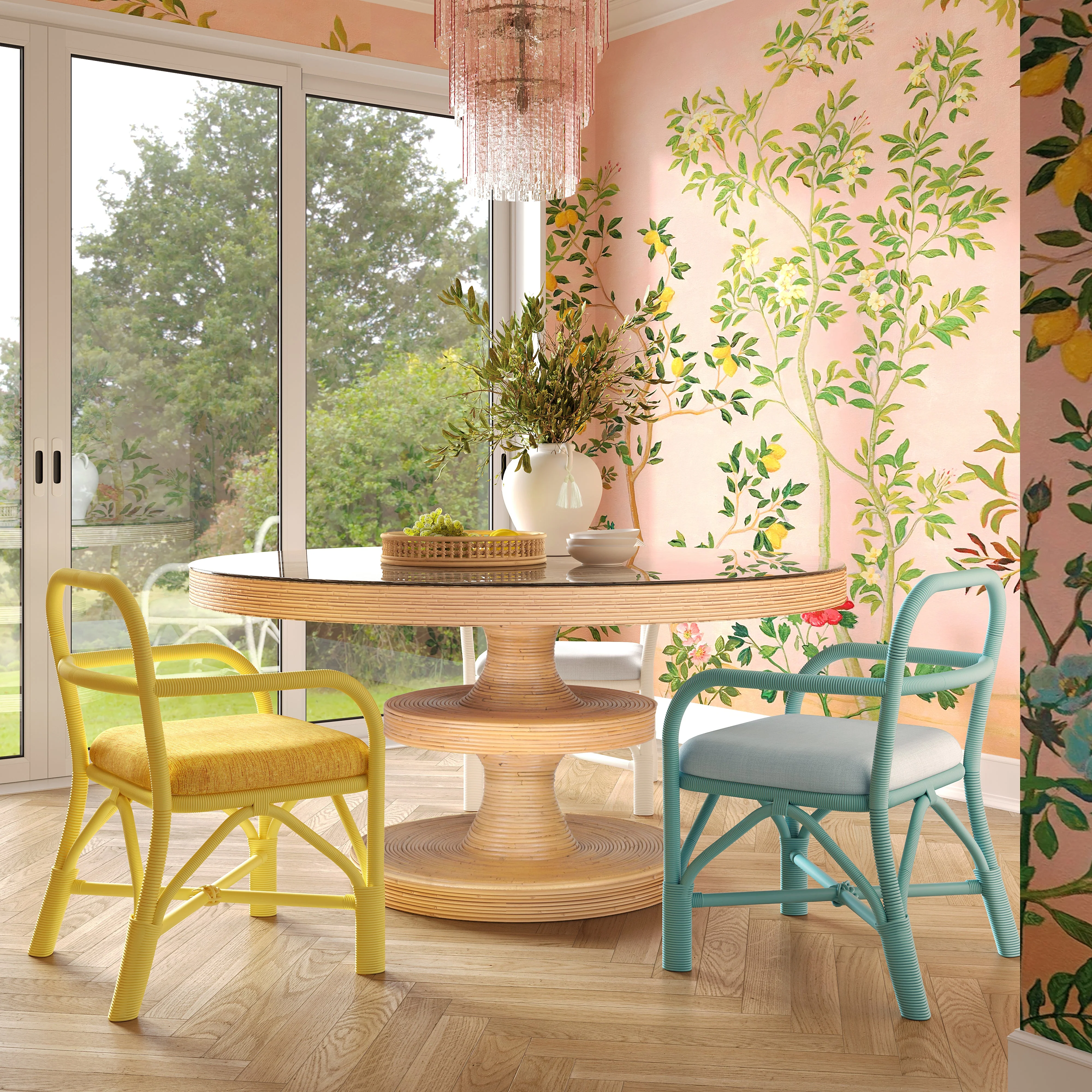 Ginny Yellow Rattan Dining Chair - Image 6