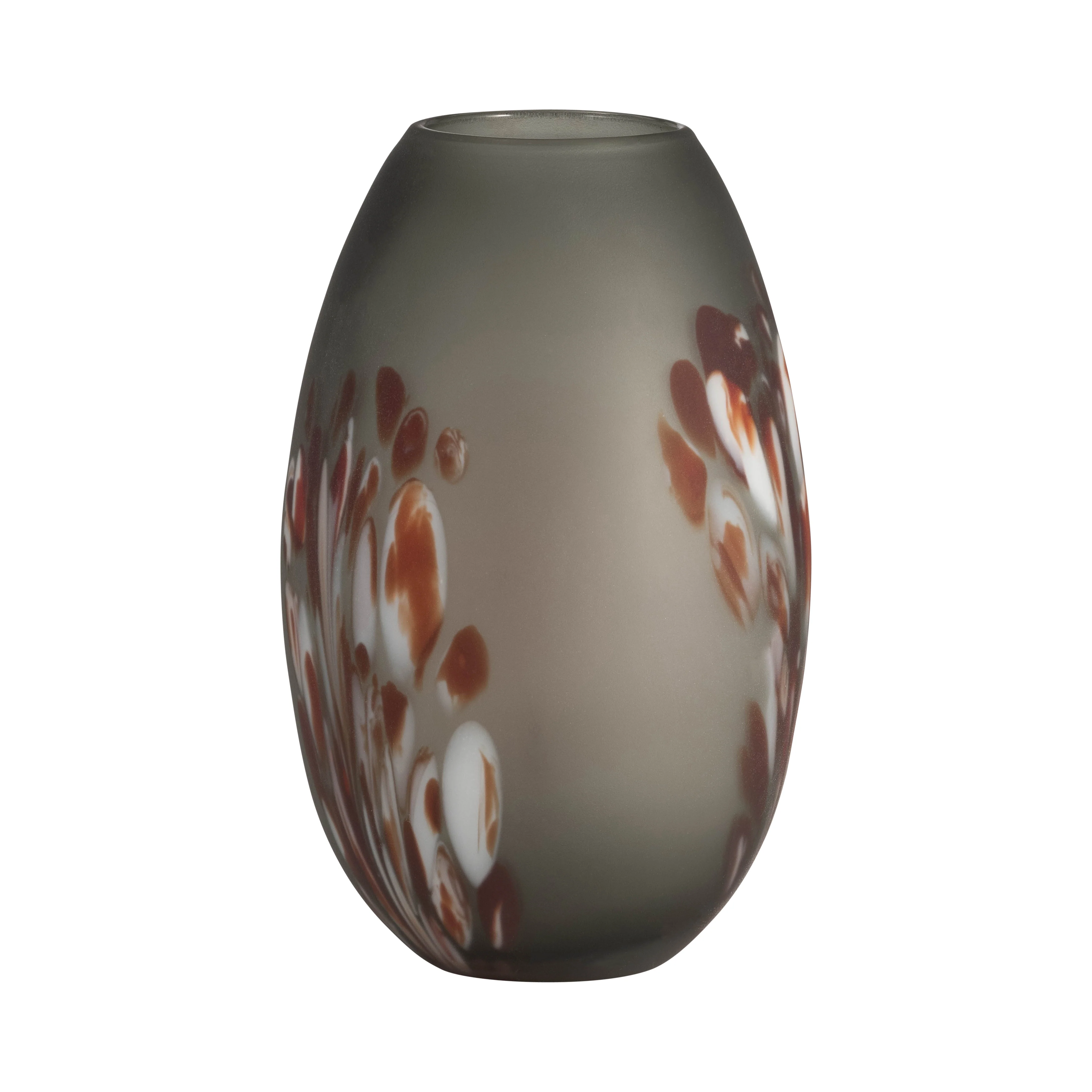 GLASS, 12''H, FROSTED VASE WITH RED DETAIL-GRAY - Image 3