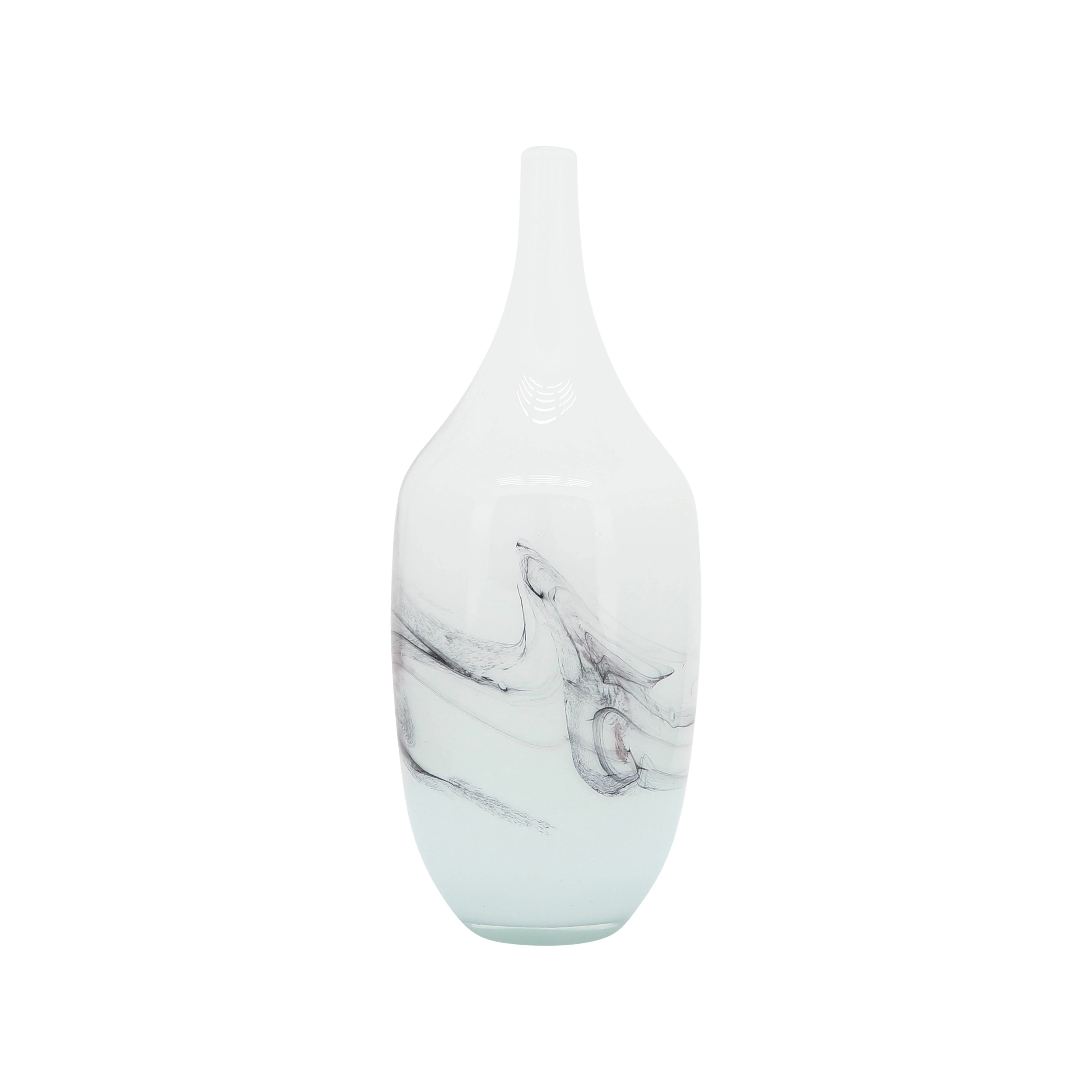 Glass, 14''H, Abstract Vase-White