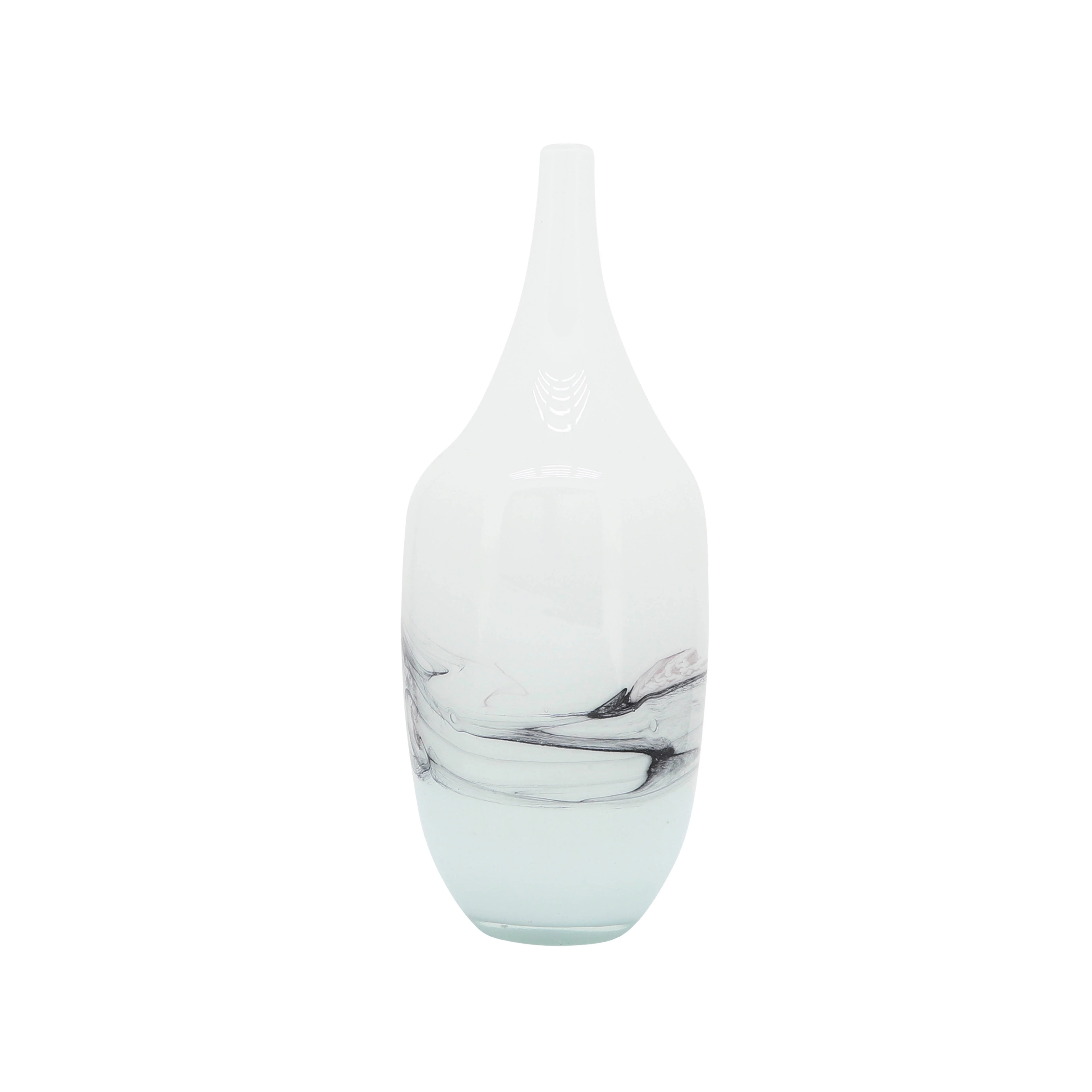 Glass, 14''H, Abstract Vase-White - Image 4