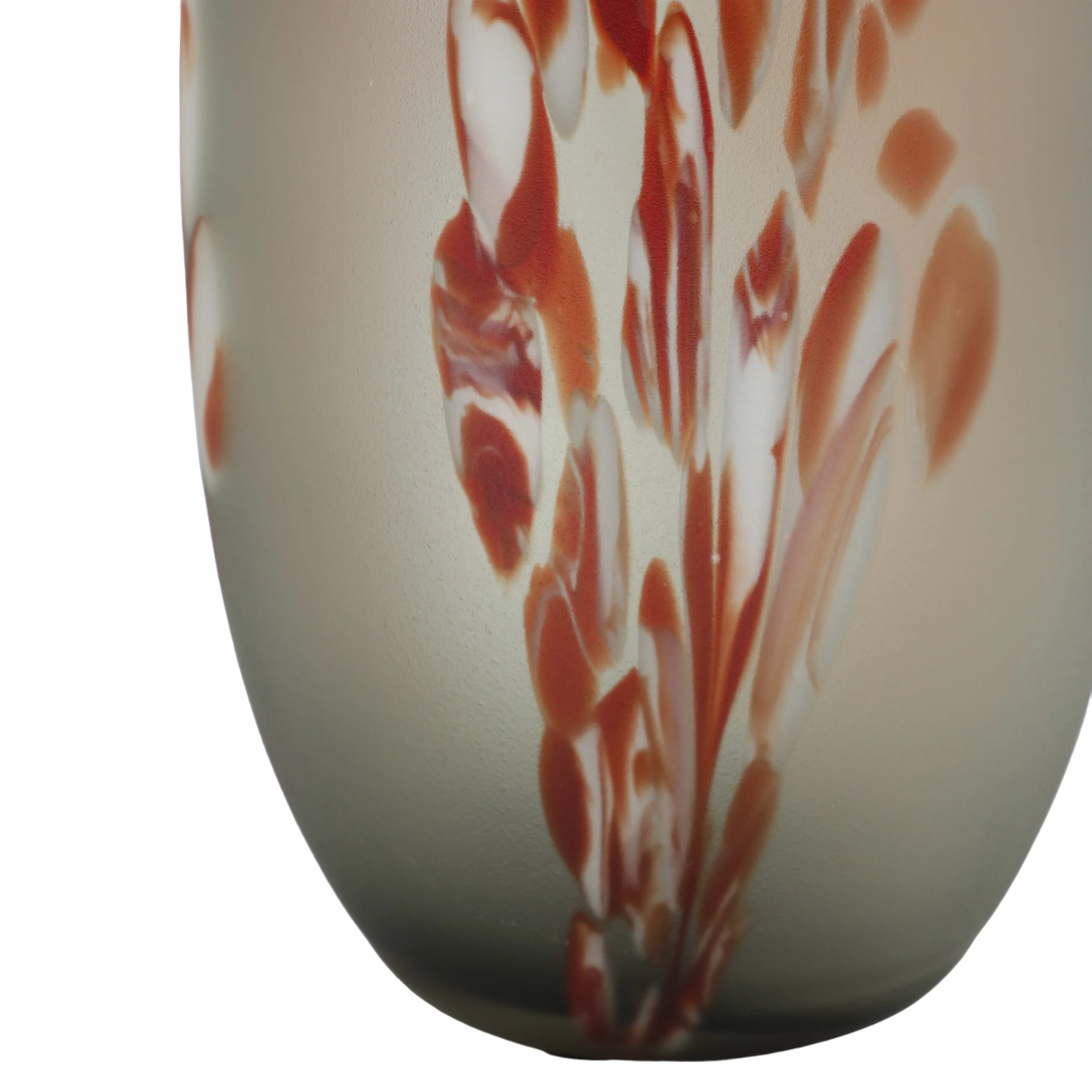 GLASS, 17''H, FROSTED VASE WITH RED DETAIL-GRAY - Image 4