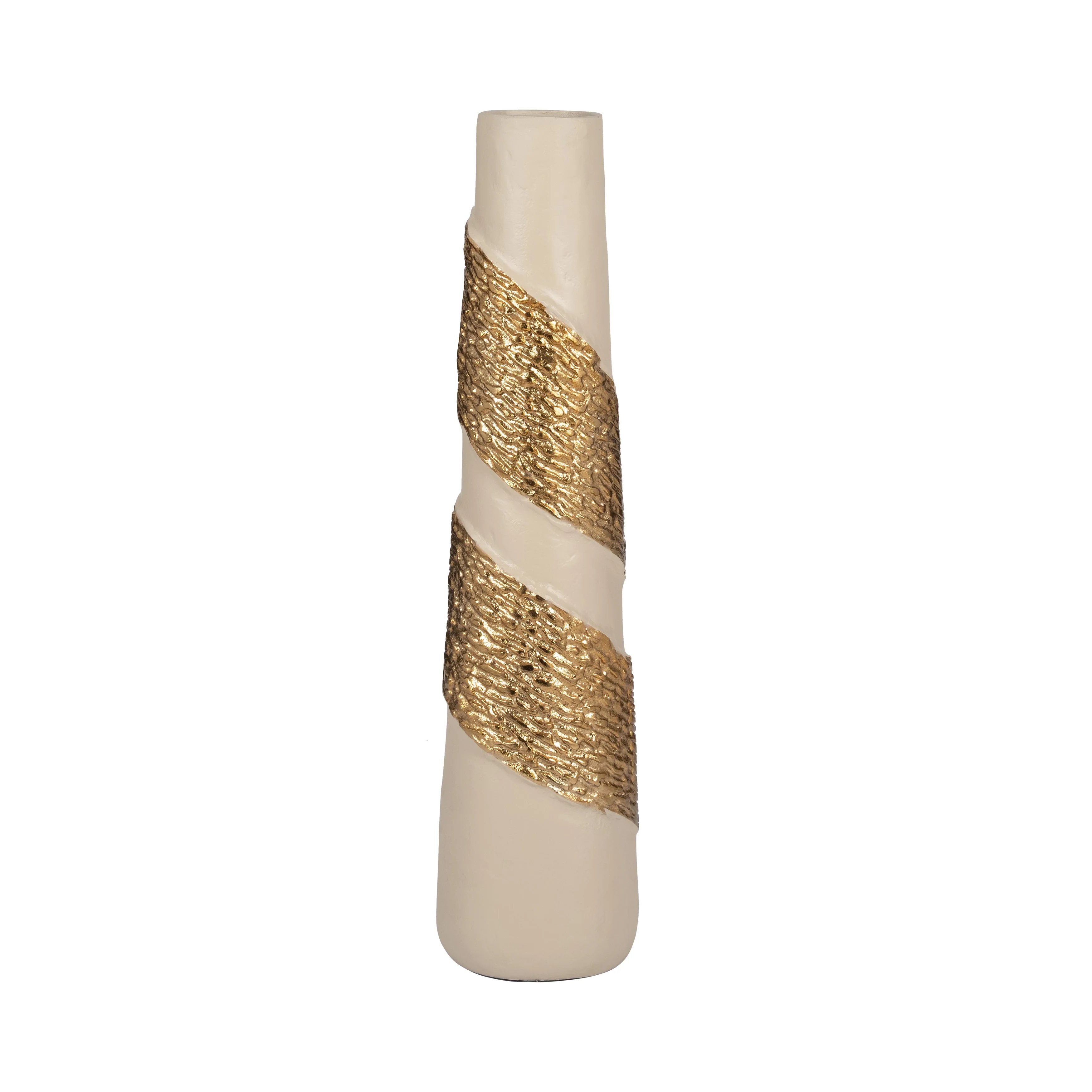 Glass, 22" Aluminum Wrapped Vase, White/gold - Image 9