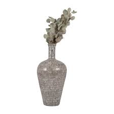 GLASS, 24" MOSAIC VASE, BROWN QUARTZ - Image 2