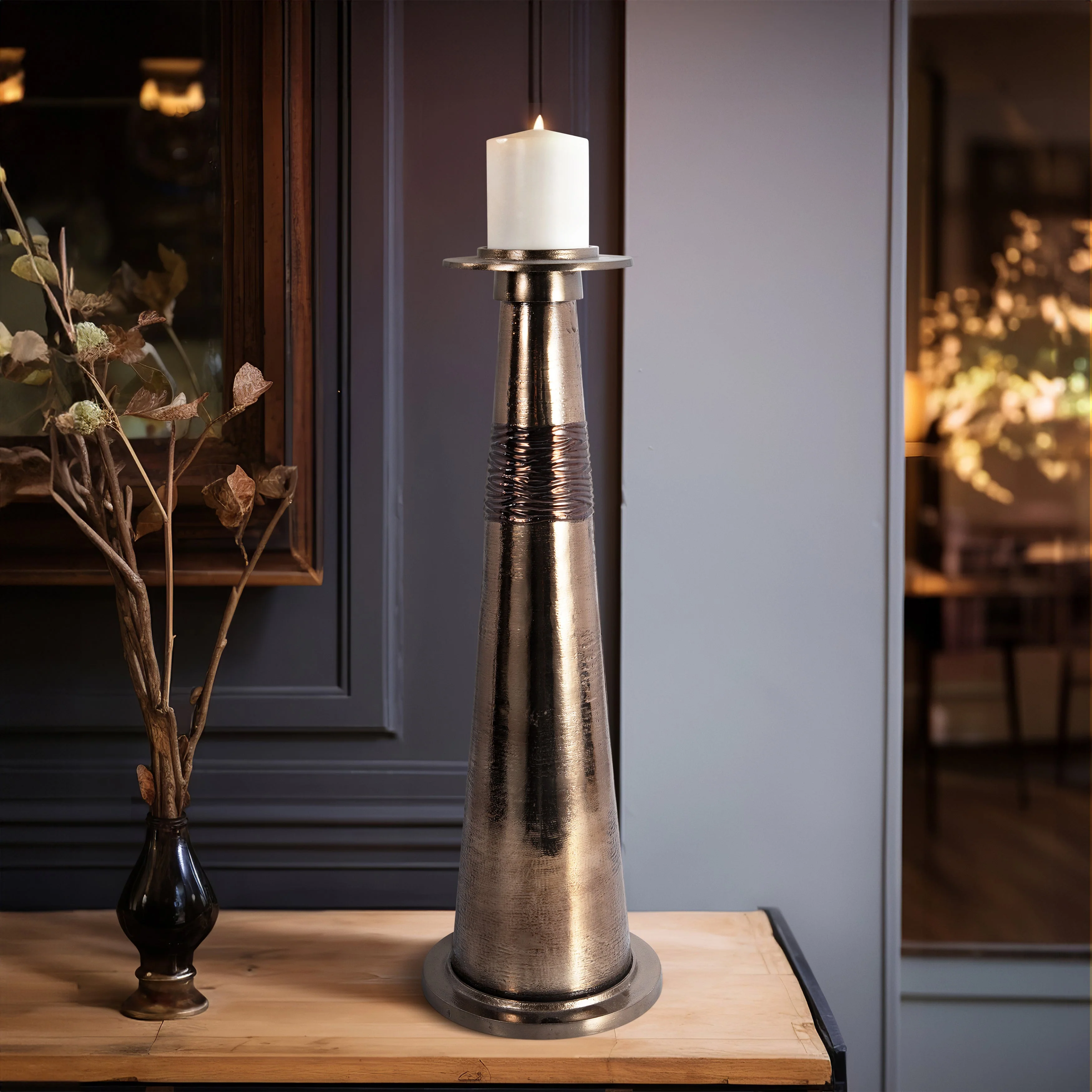 Glass, 24" Pillar Holder, Bronze - Image 22