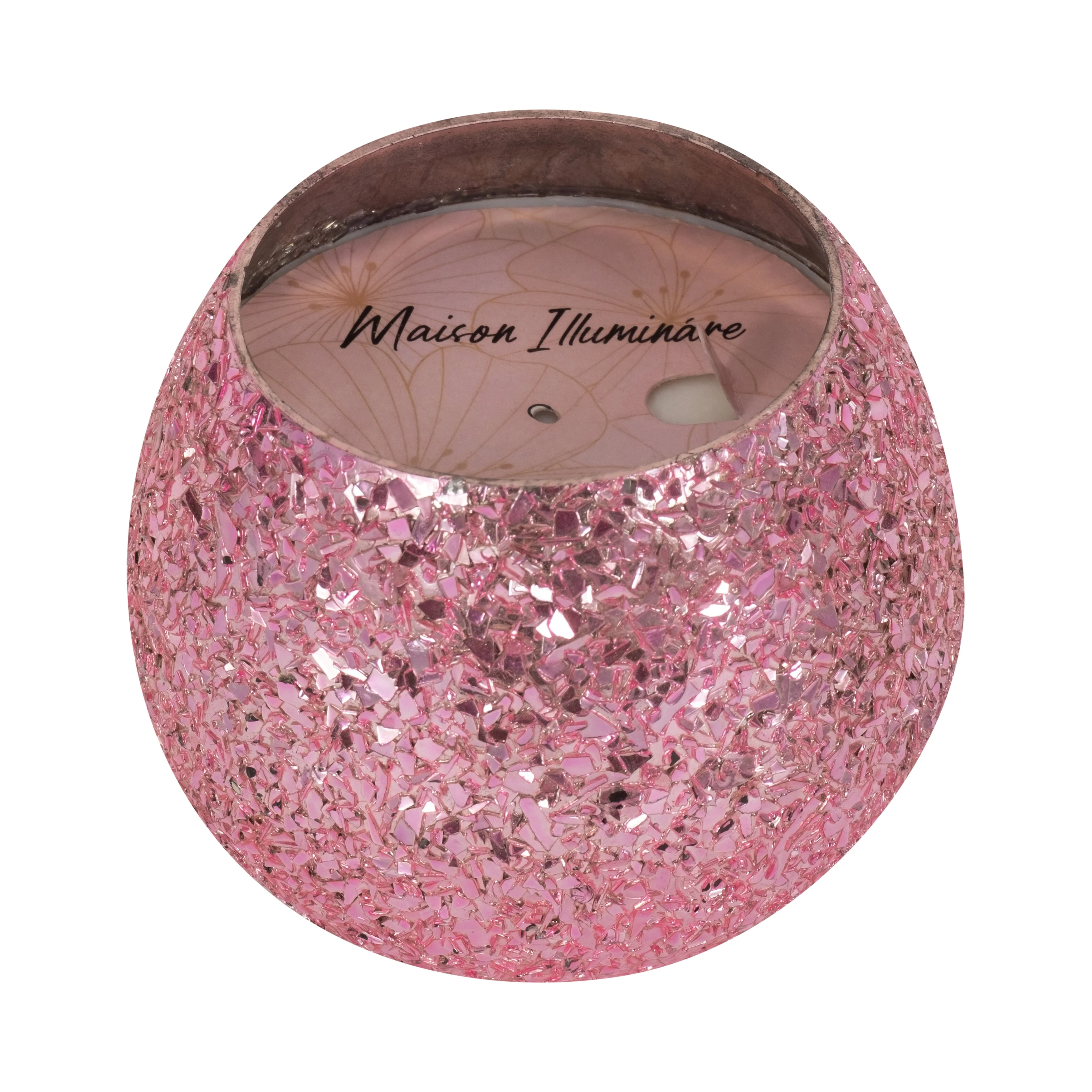 Glass, 4" 11 Oz Crackled Scented Candle, Pink - Image 11