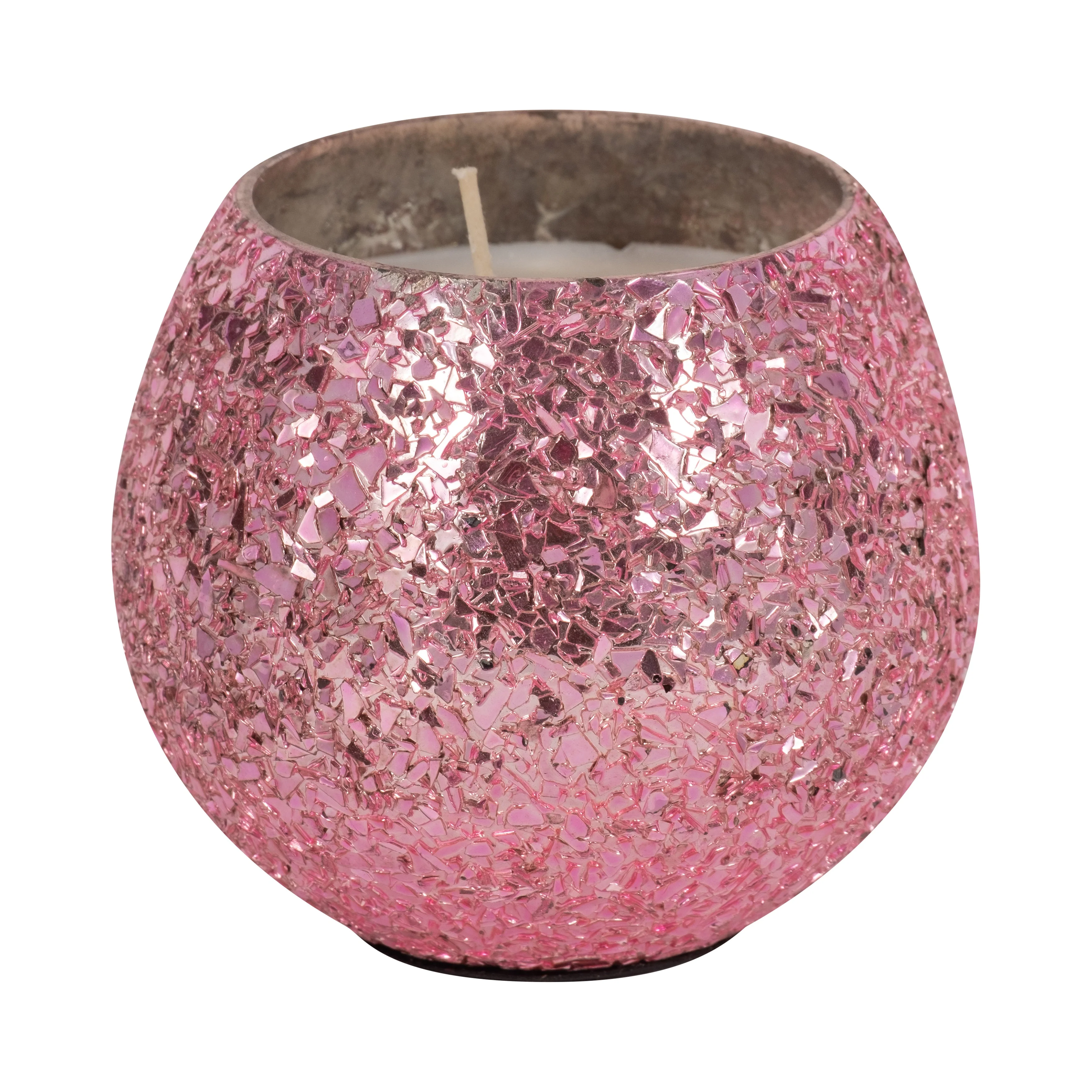 Glass, 4" 11 Oz Crackled Scented Candle, Pink - Image 12