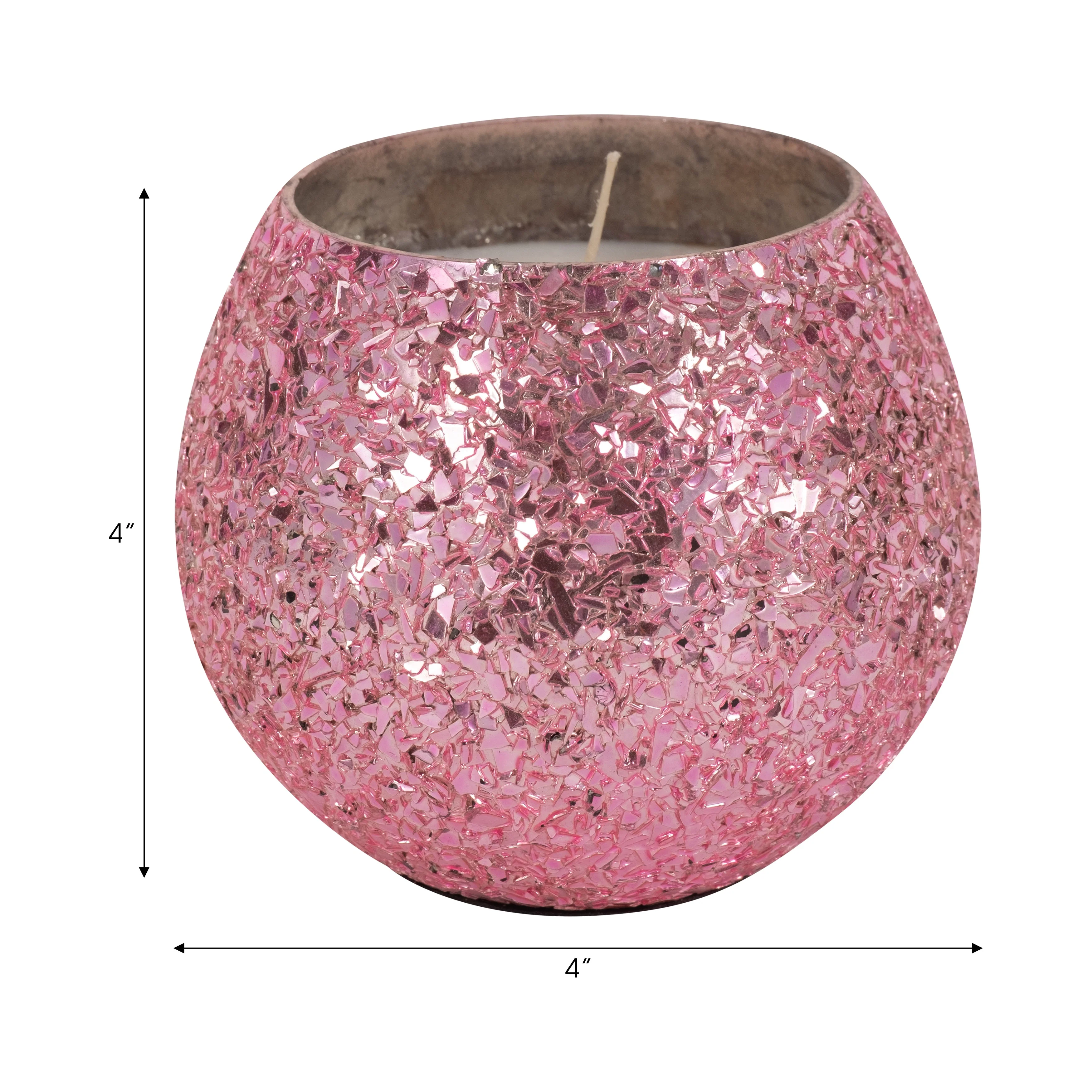 Glass, 4" 11 Oz Crackled Scented Candle, Pink - Image 18
