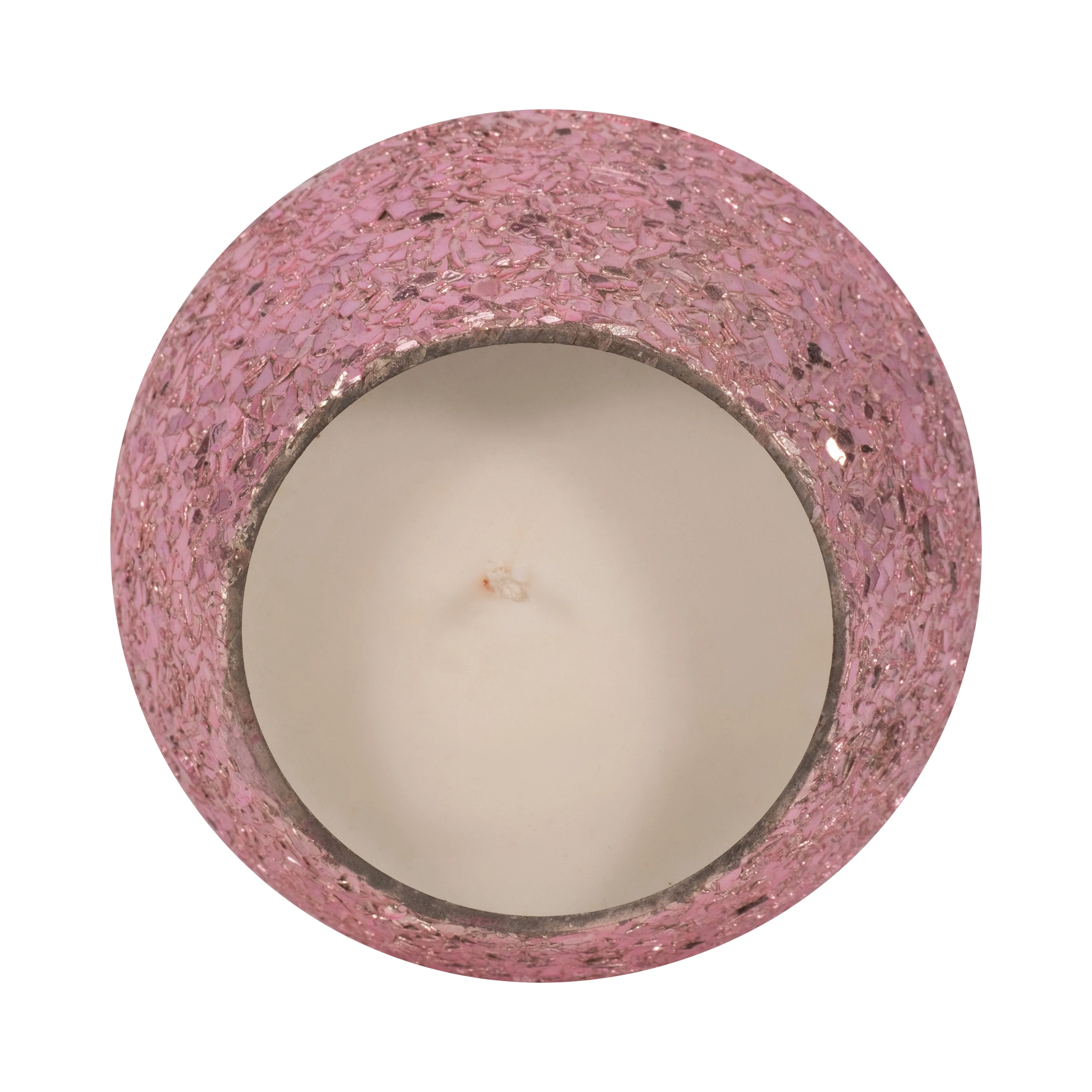 Glass, 5" 17 Oz Crackled Scented Candle, Pink - Image 15