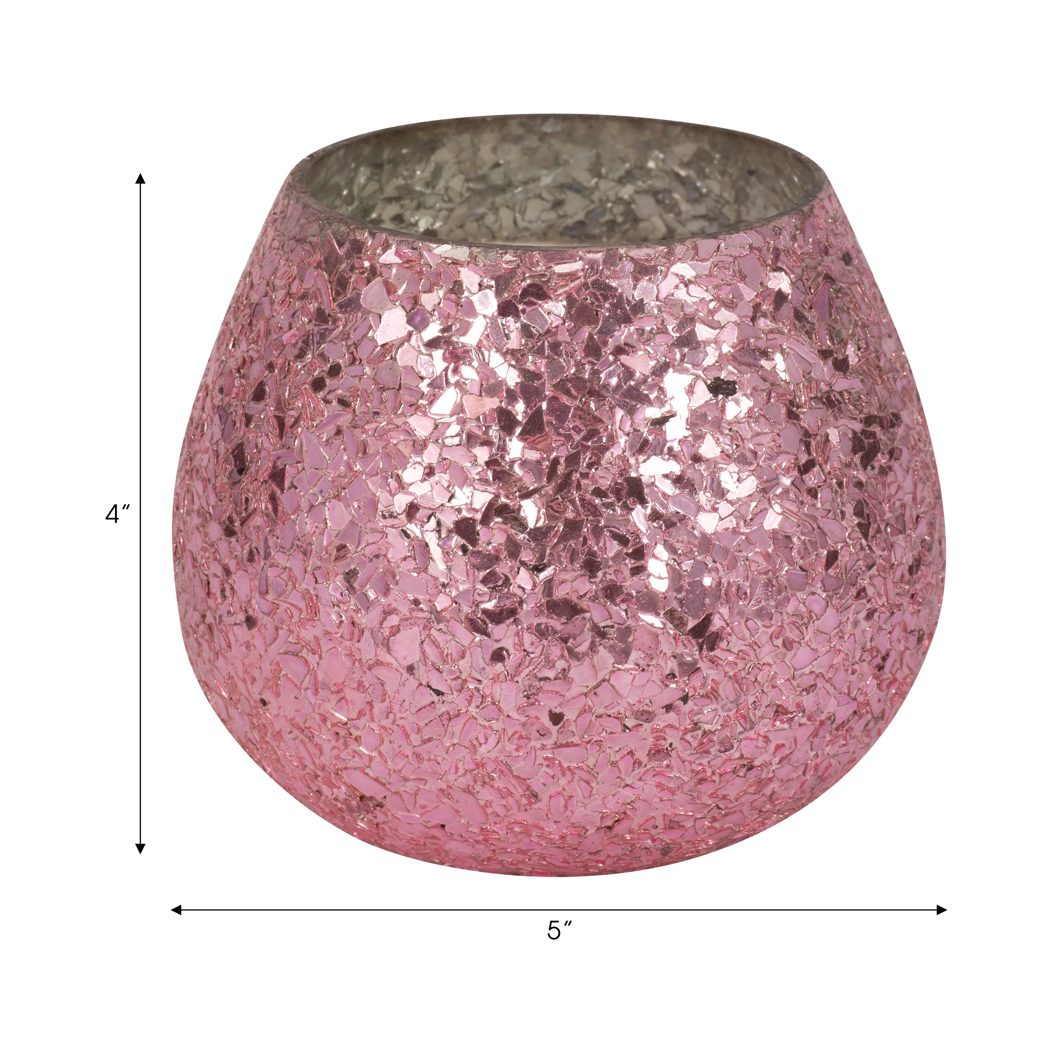 Glass, 5" 17 Oz Crackled Scented Candle, Pink - Image 18