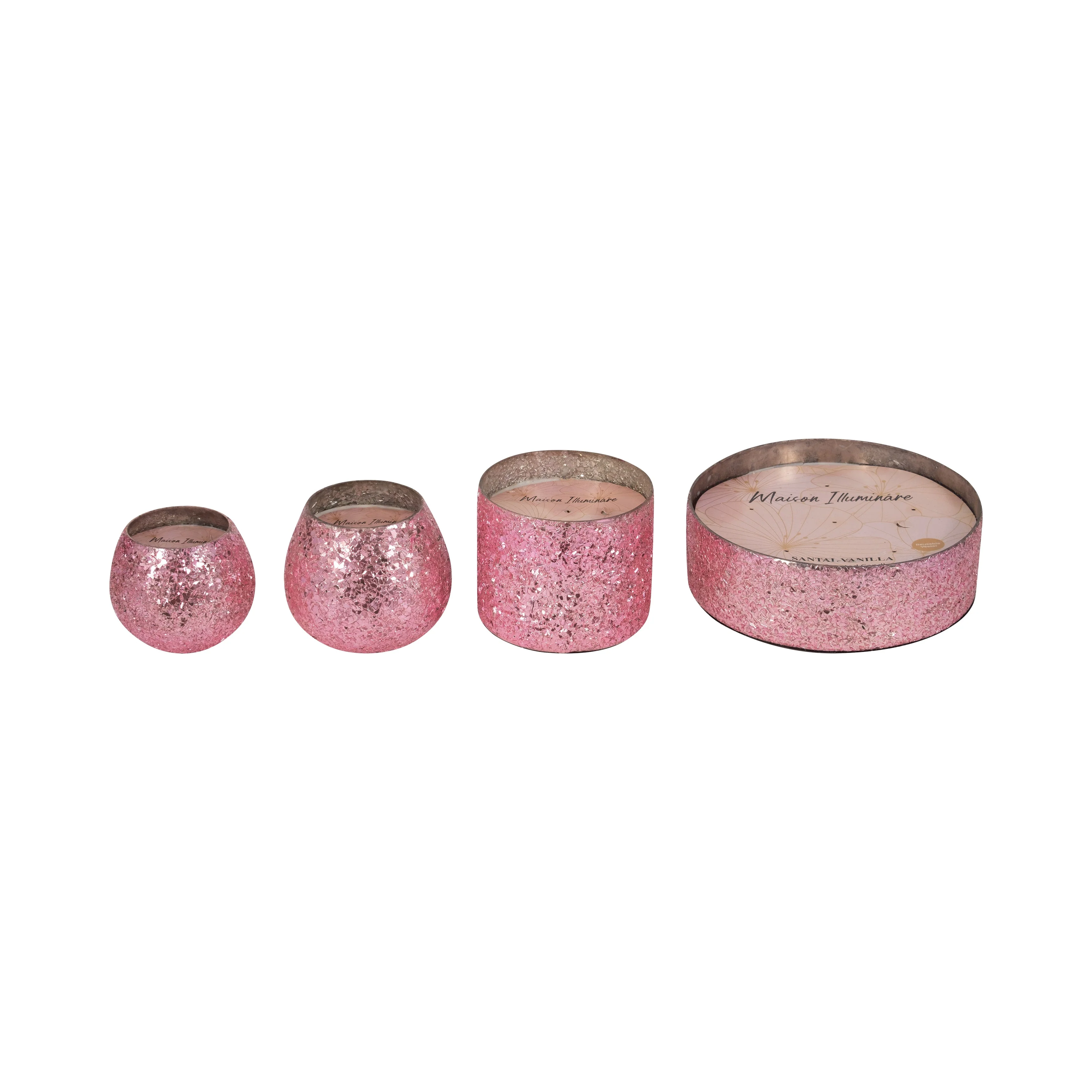 Glass, 5" 17 Oz Crackled Scented Candle, Pink - Image 8
