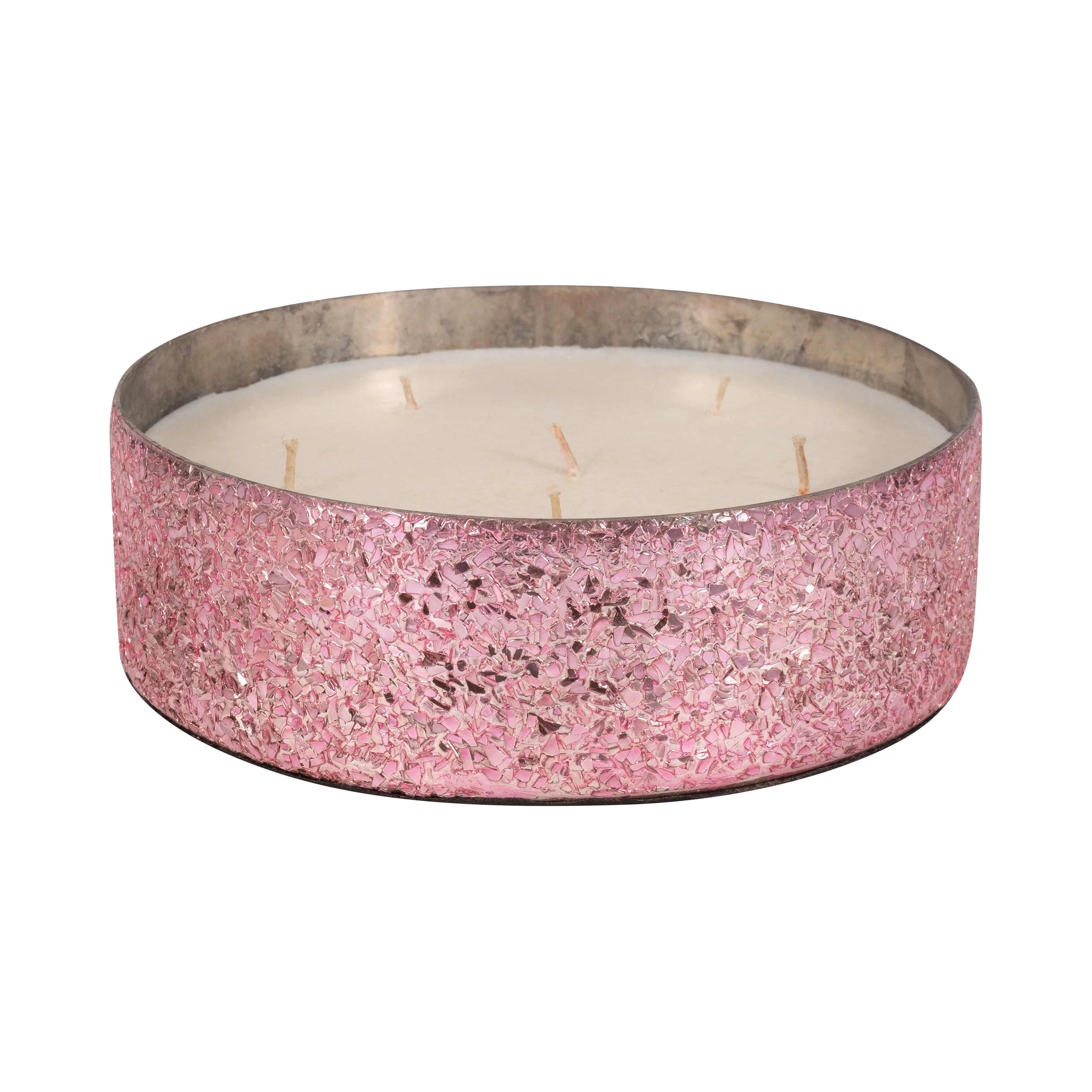 Glass, 8" 49 Oz Crackled Bowl Scented Candle, Pink - Image 14
