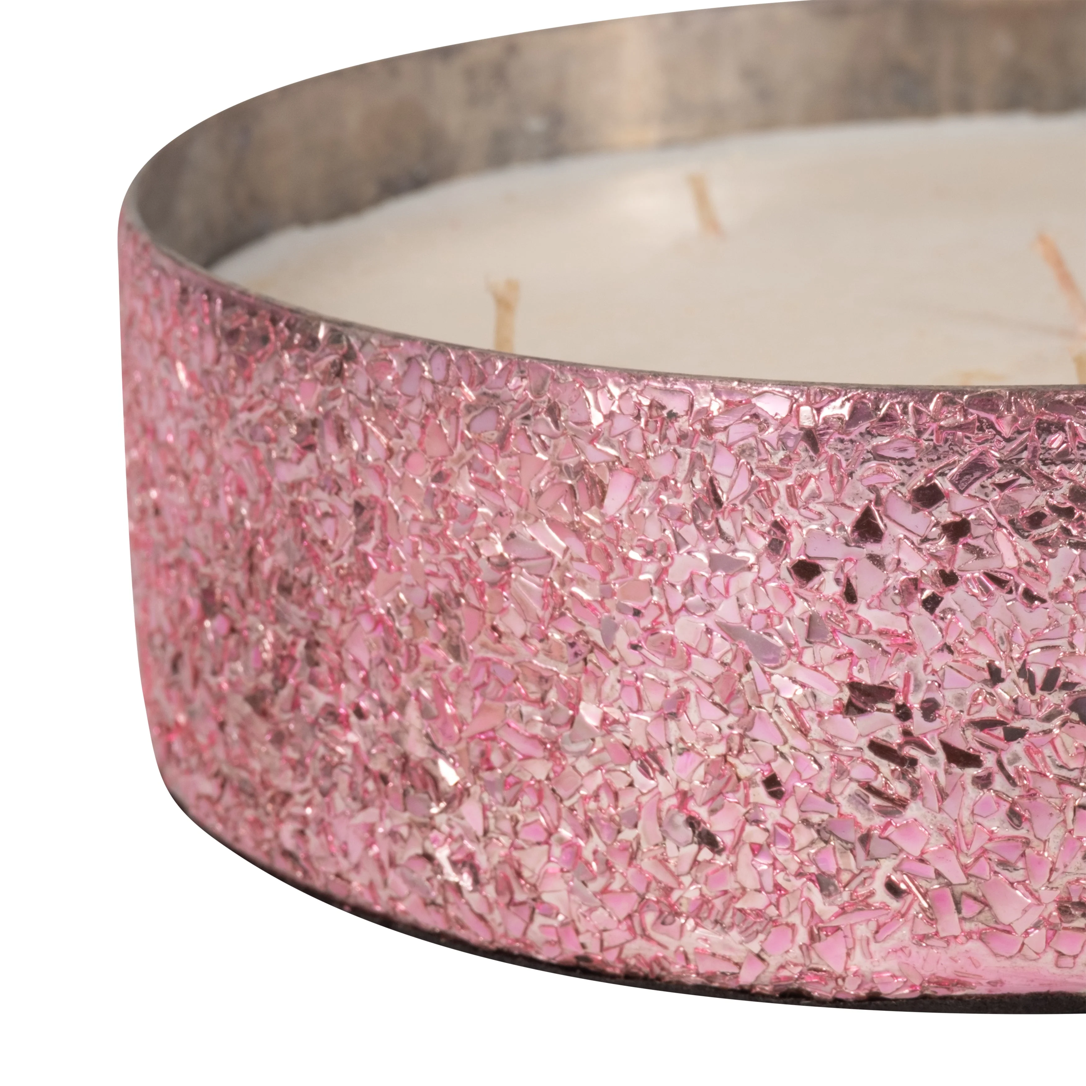 Glass, 8" 49 Oz Crackled Bowl Scented Candle, Pink - Image 16