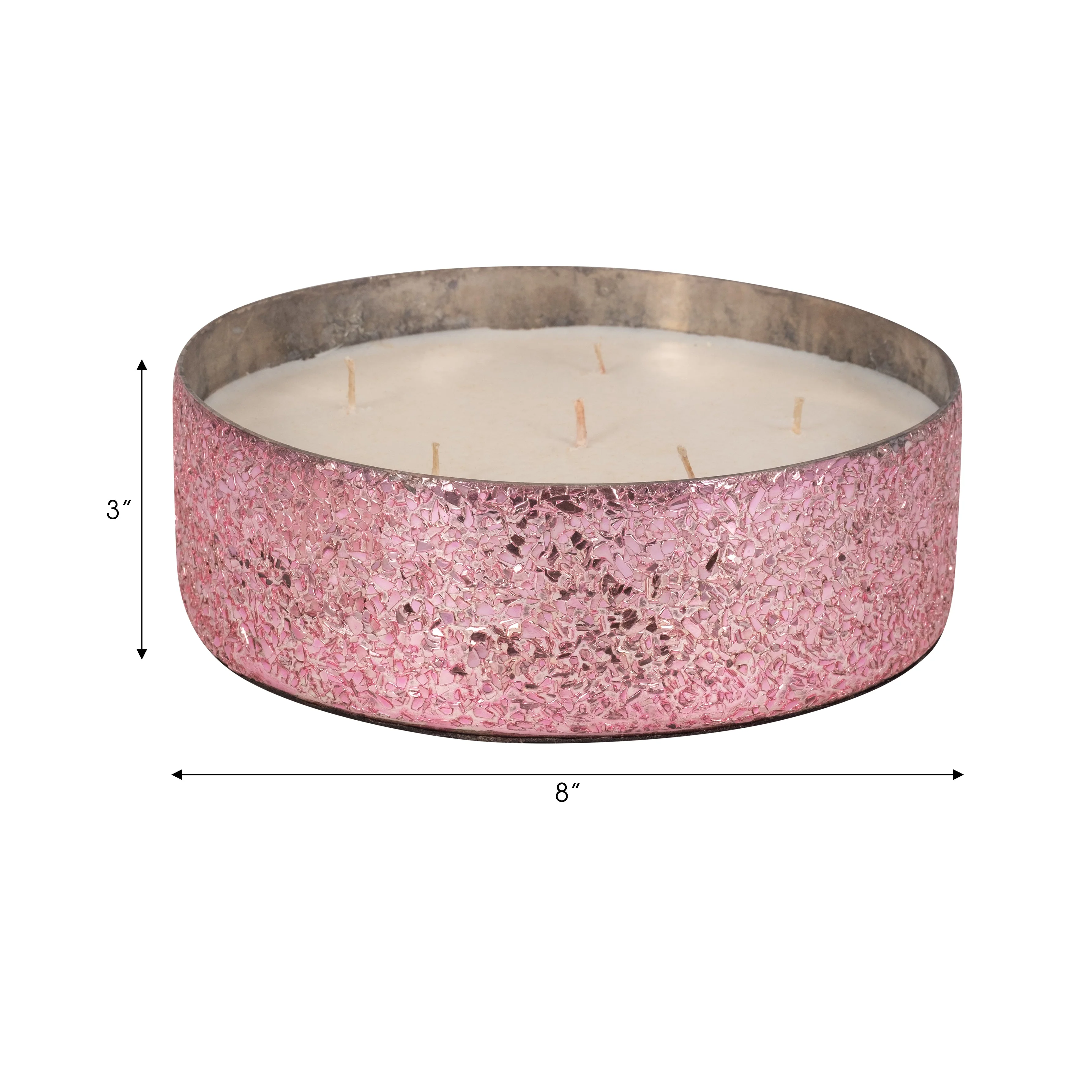 Glass, 8" 49 Oz Crackled Bowl Scented Candle, Pink - Image 20