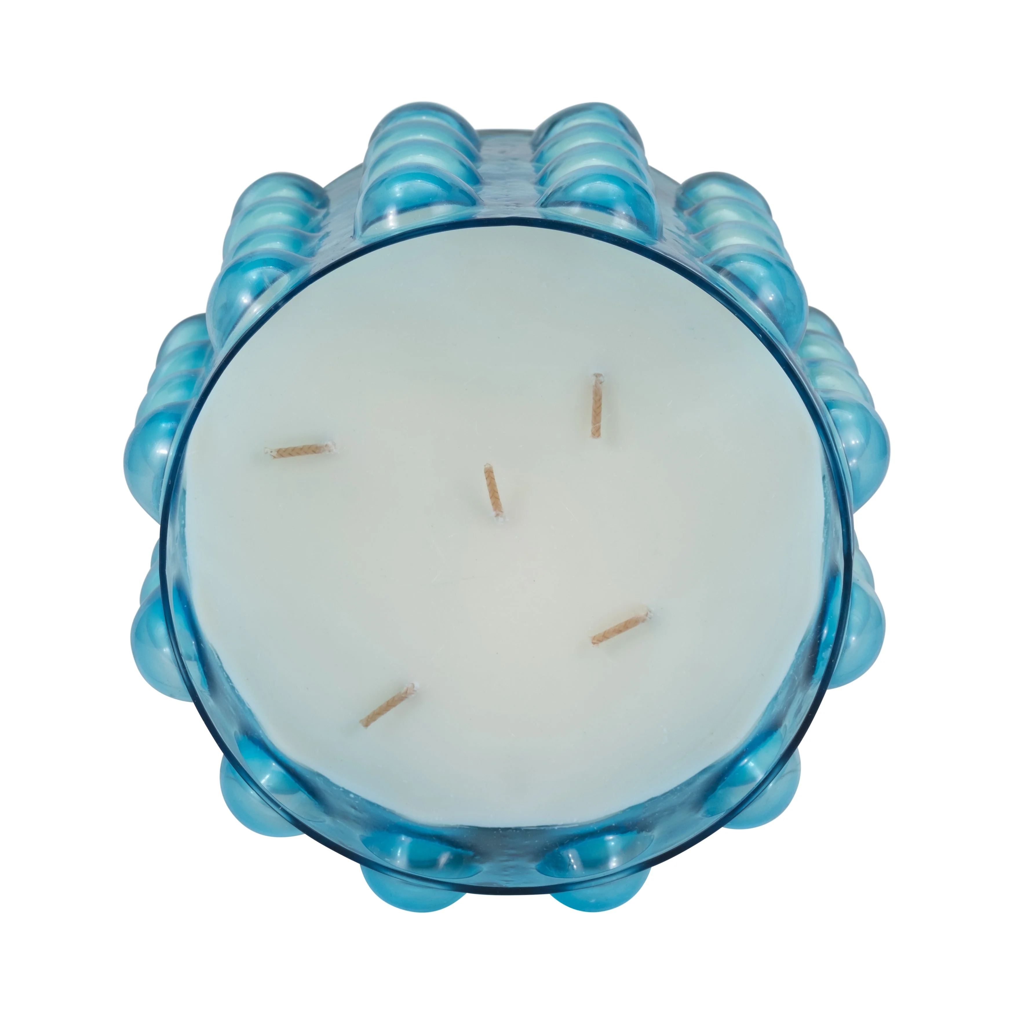 Glass, 9" 81 Oz Bubble Candle, Blue - Image 6