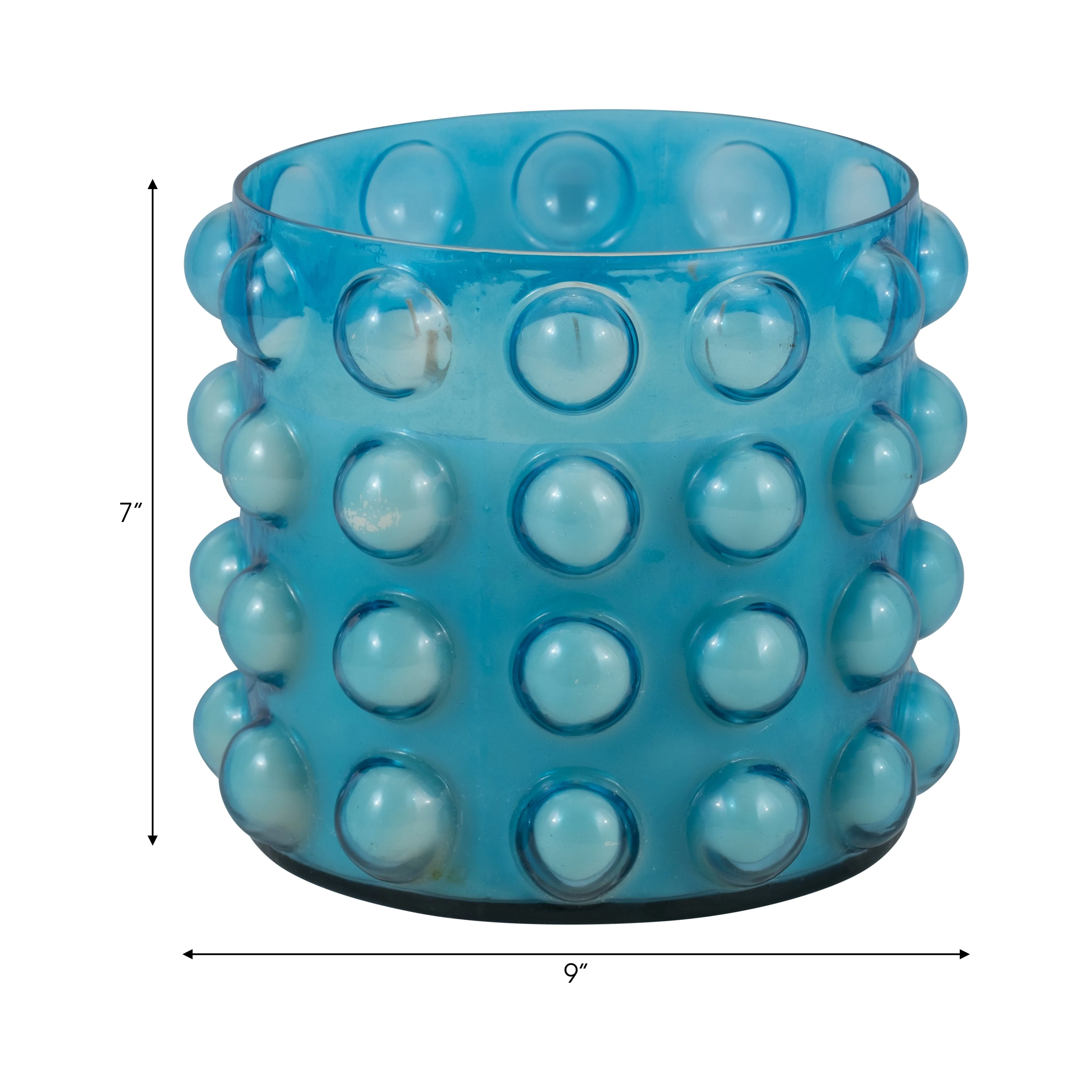 Glass, 9" 81 Oz Bubble Candle, Blue - Image 8