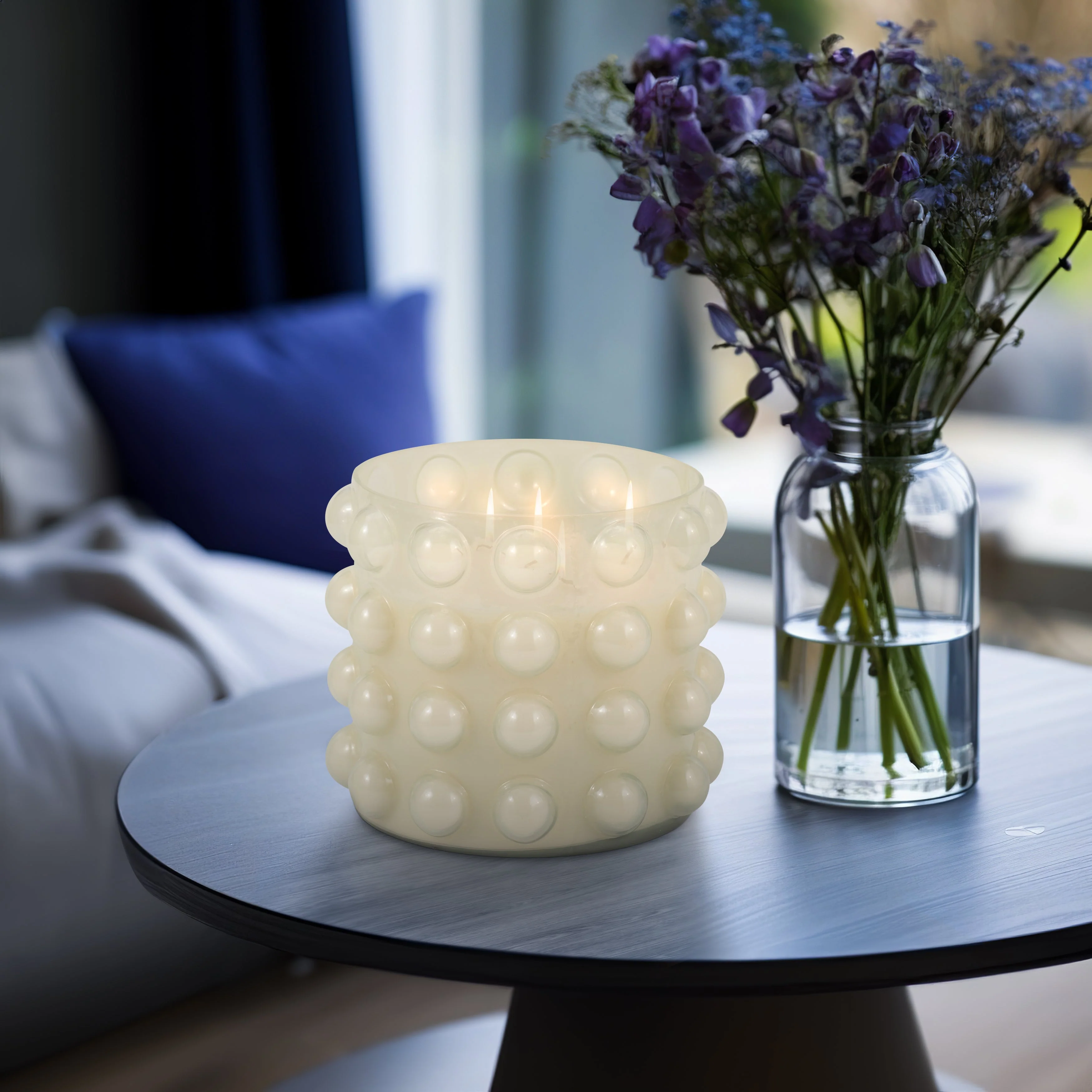 Glass, 9" 81 Oz Bubble Candle, Ivory - Image 9