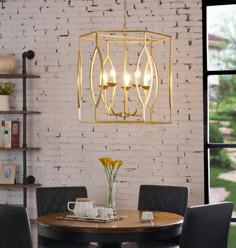 Gold Boxed Leaf Foil Finish Pendant Lamp - Image 4