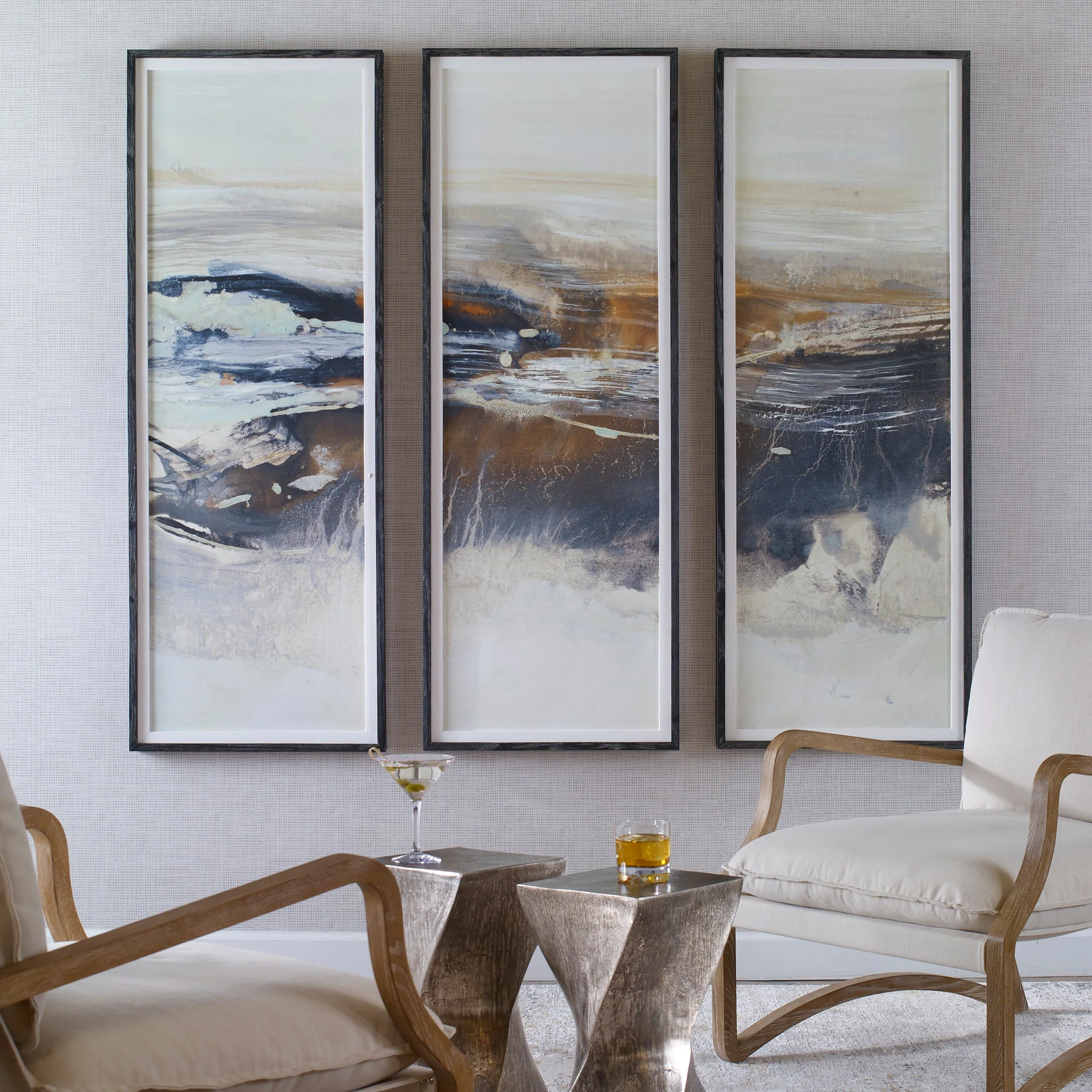 Graphite Horizon Framed Prints, S/3 - Image 4