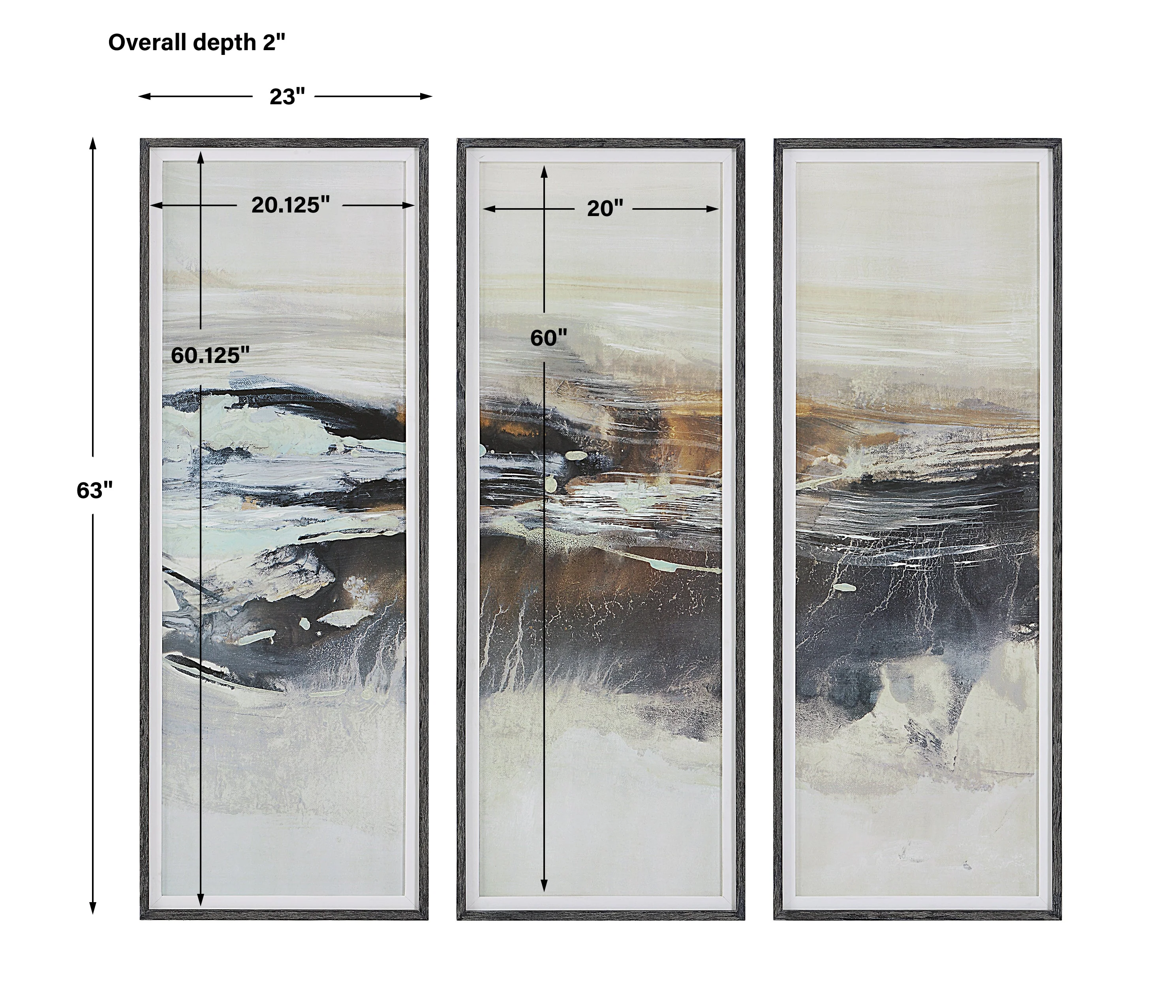 Graphite Horizon Framed Prints, S/3 - Image 5
