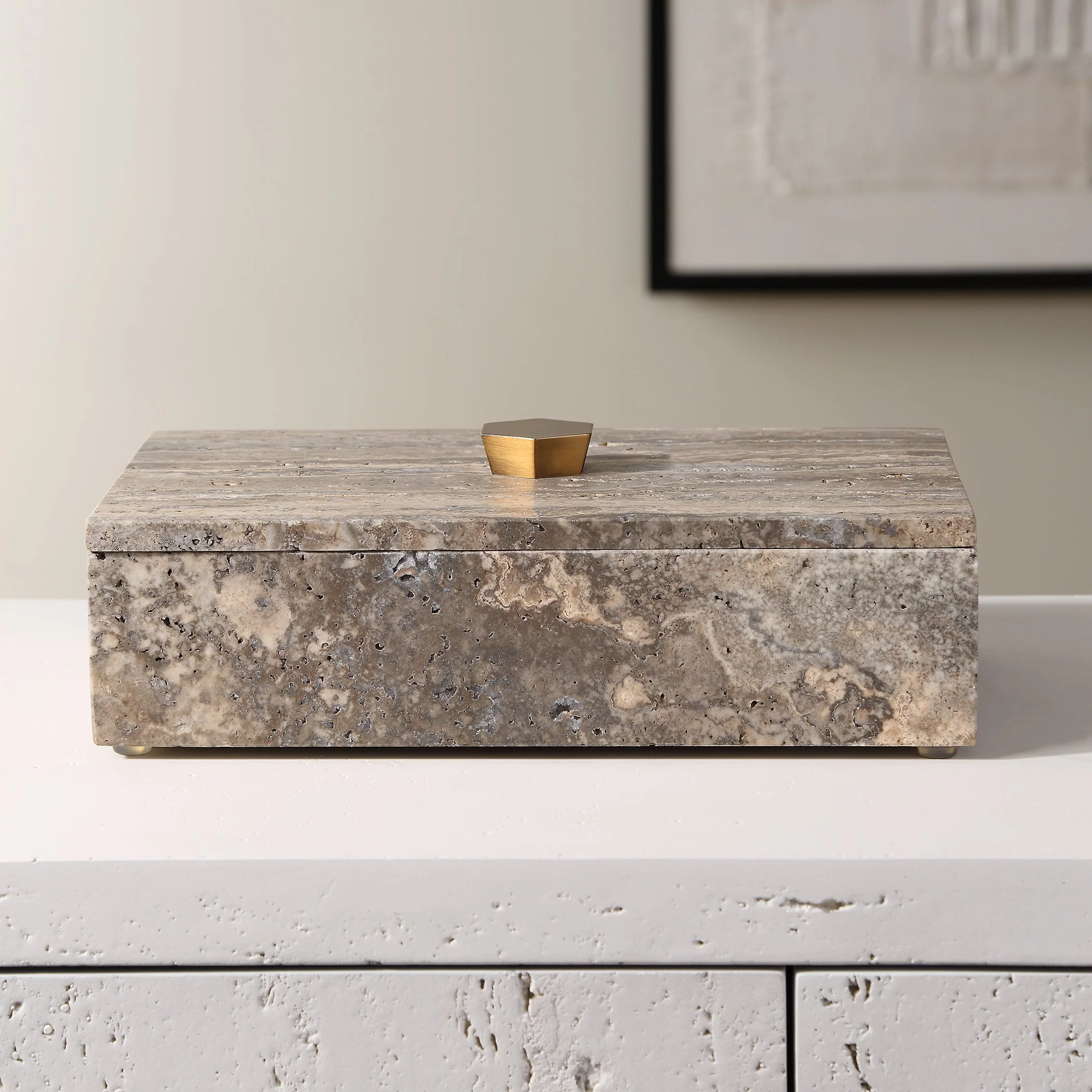 Griseus Travertine Stone Box - Image 2