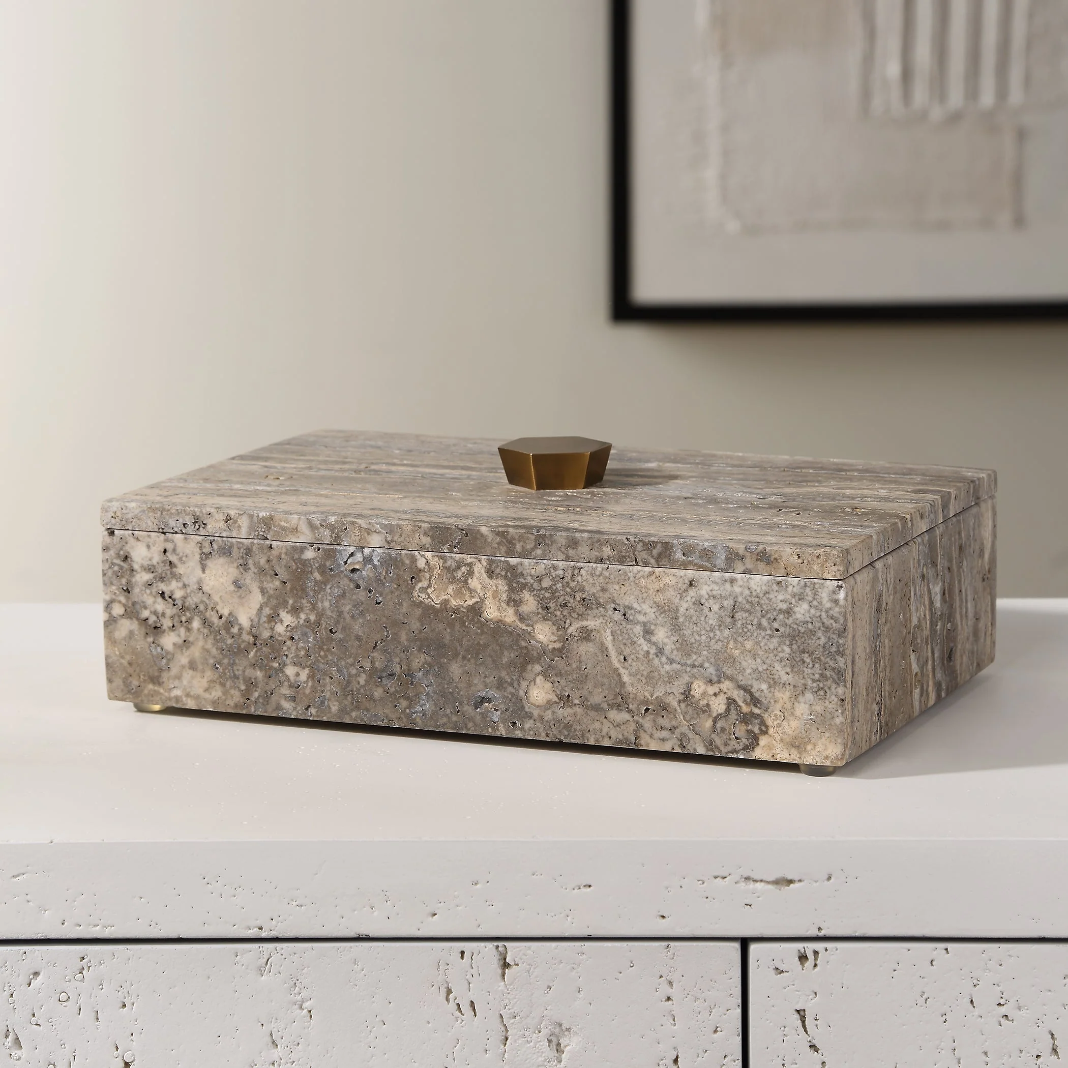 Griseus Travertine Stone Box - Image 3