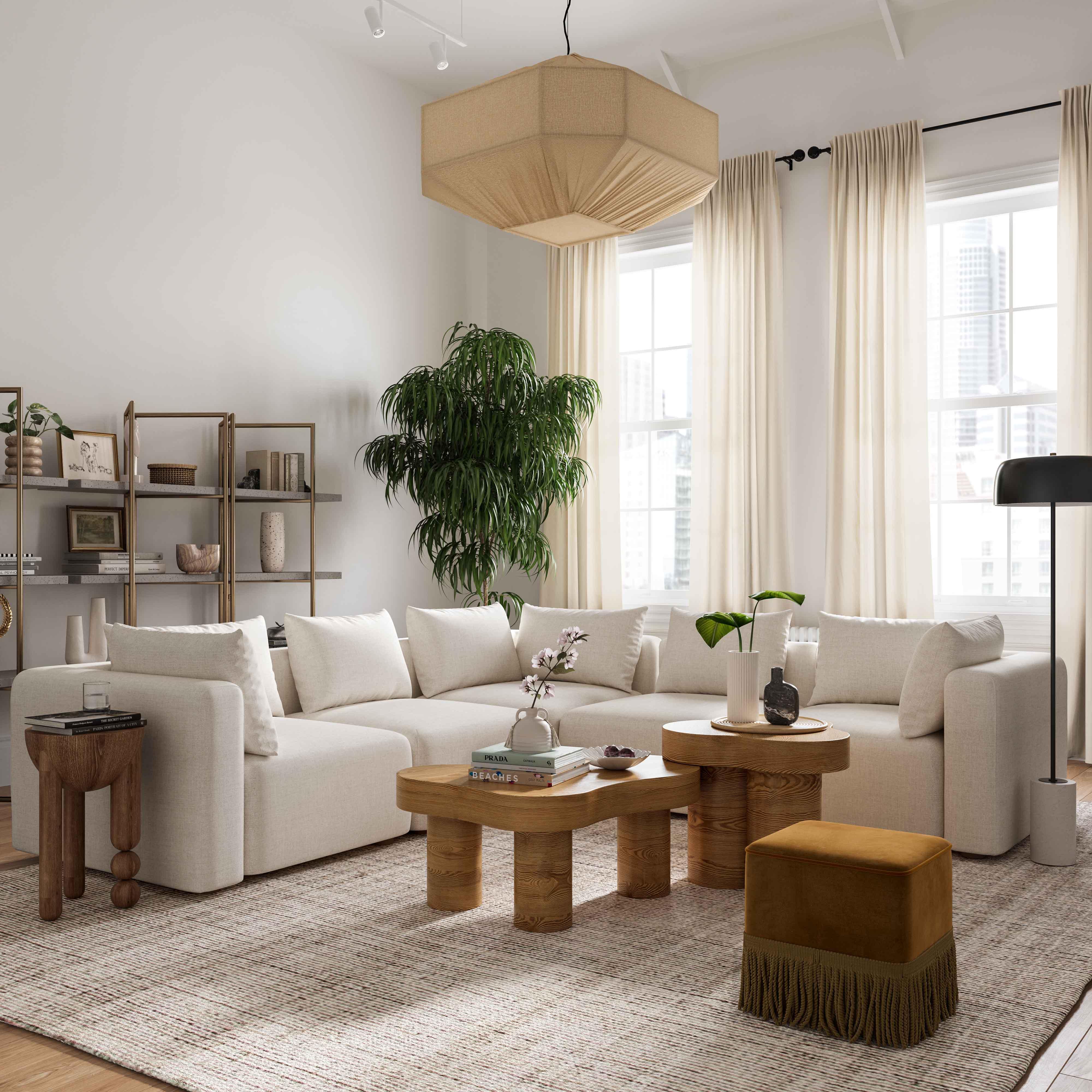 Hangover Cream Performance Linen Modular Corner Chair - Image 2