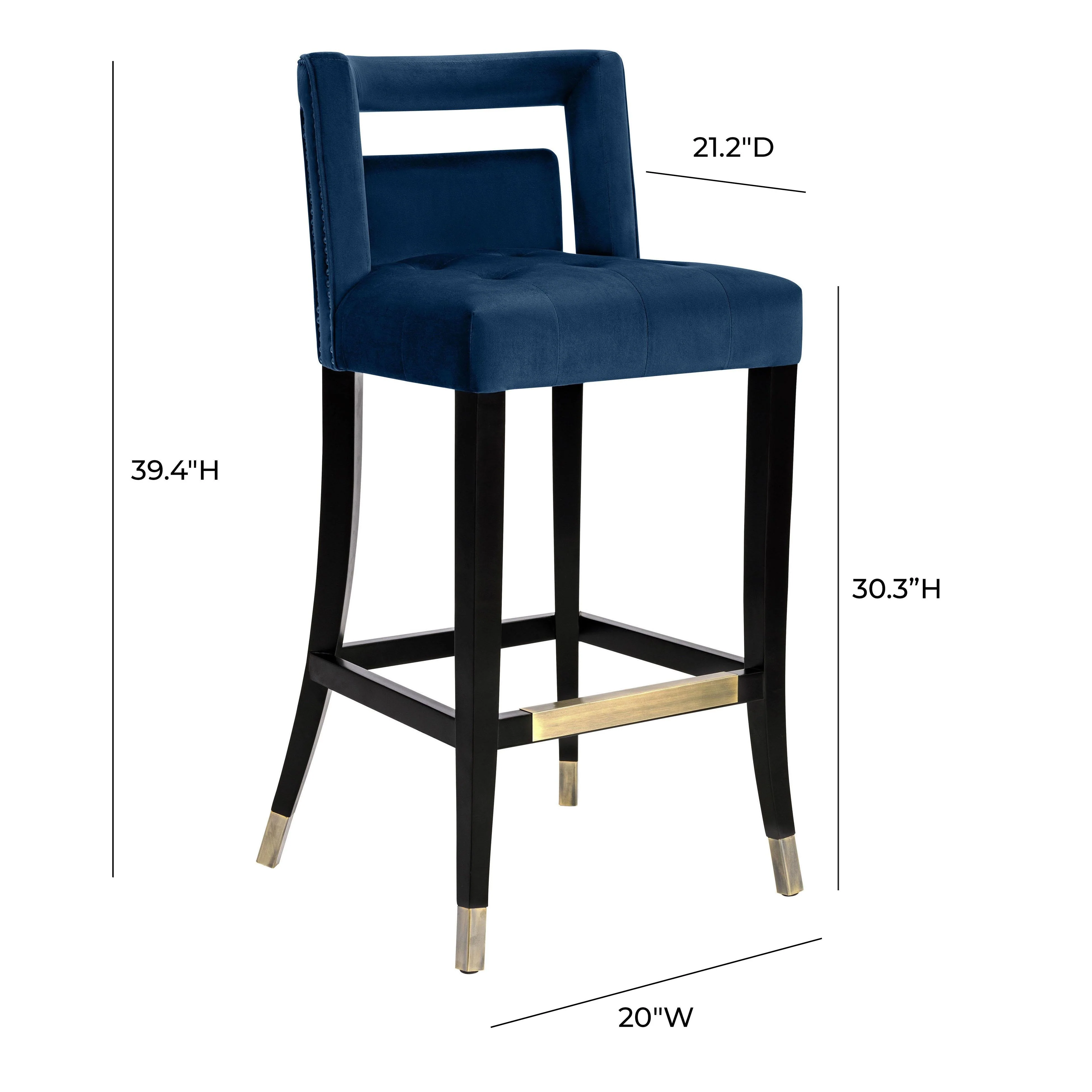 Hart Navy Velvet Bar Stool - Image 6