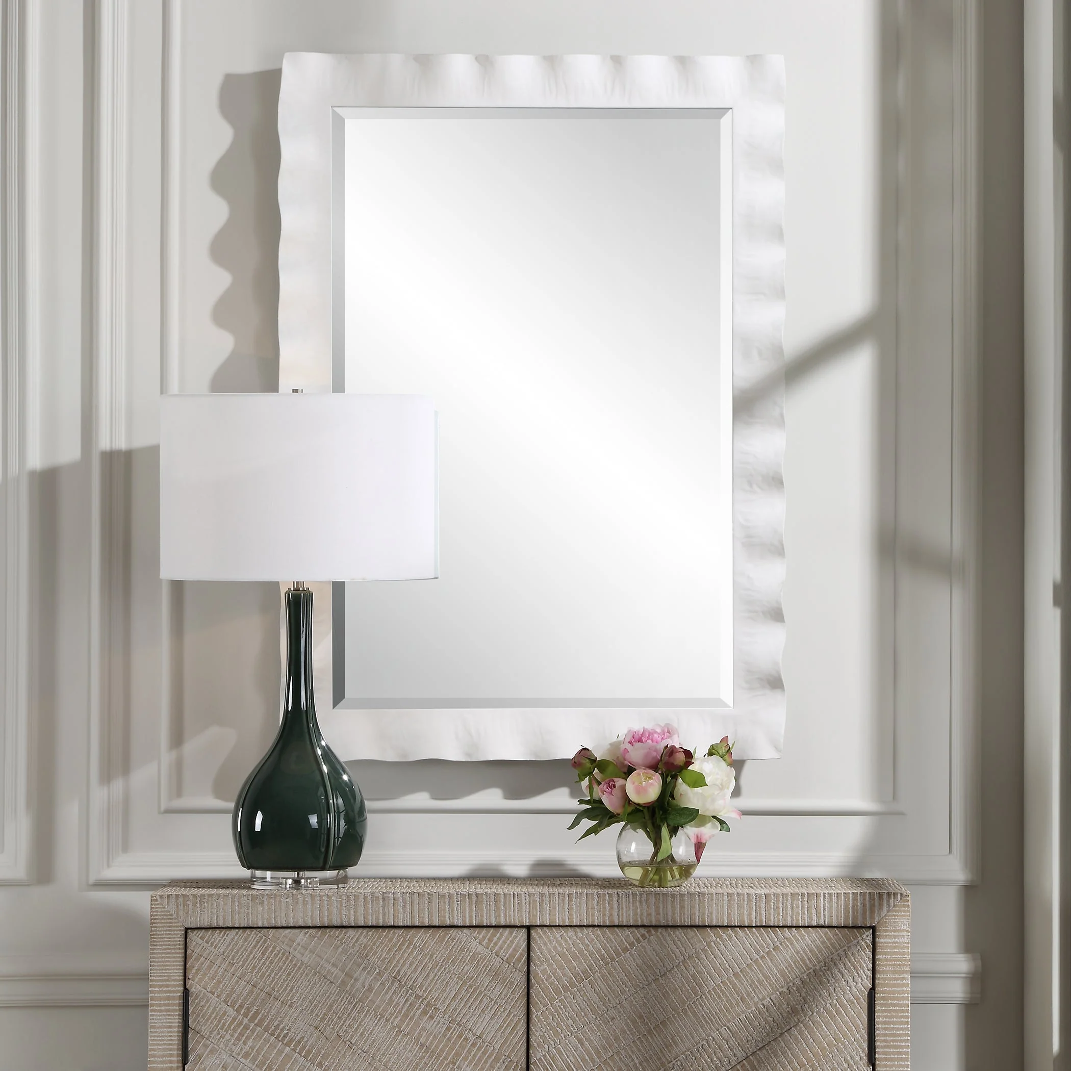 Haya White Scalloped Mirror - Image 2