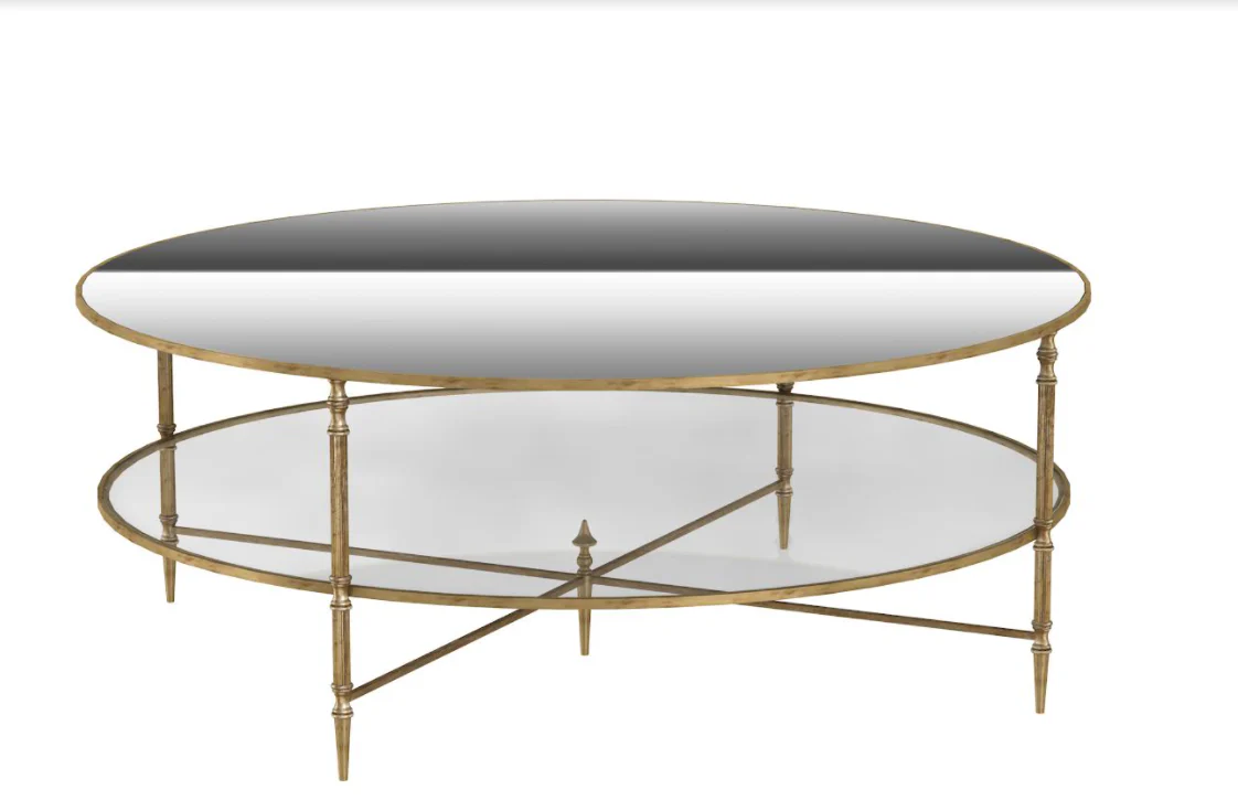 Henzler 126 W x 49 H x 126 D Black Round Coffee Table with Mirror Top-gold