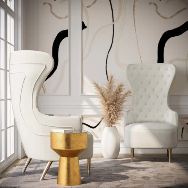 Jezebel Cream Velvet Wingback Chair - Image 2
