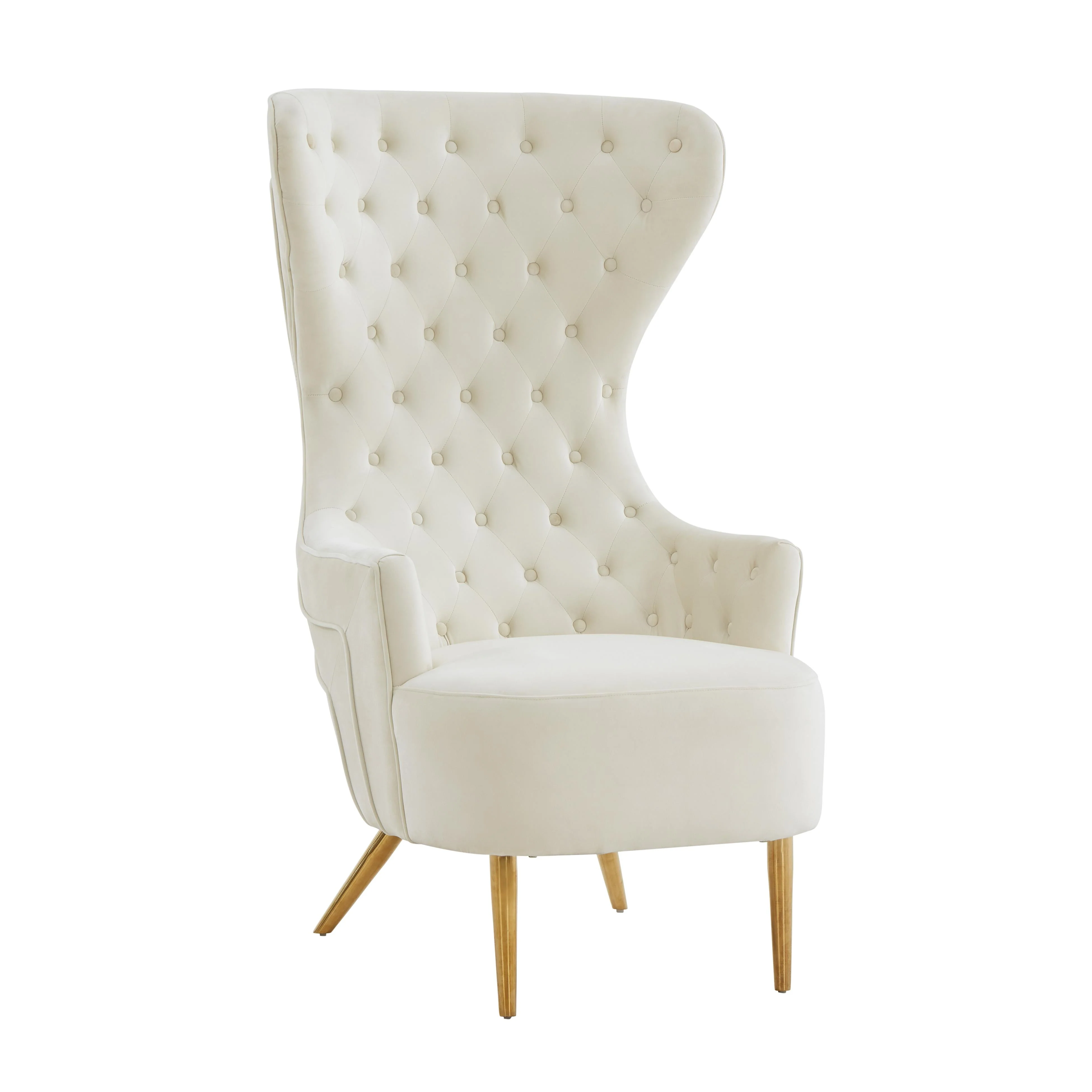 Jezebel Cream Velvet Wingback Chair - Image 3