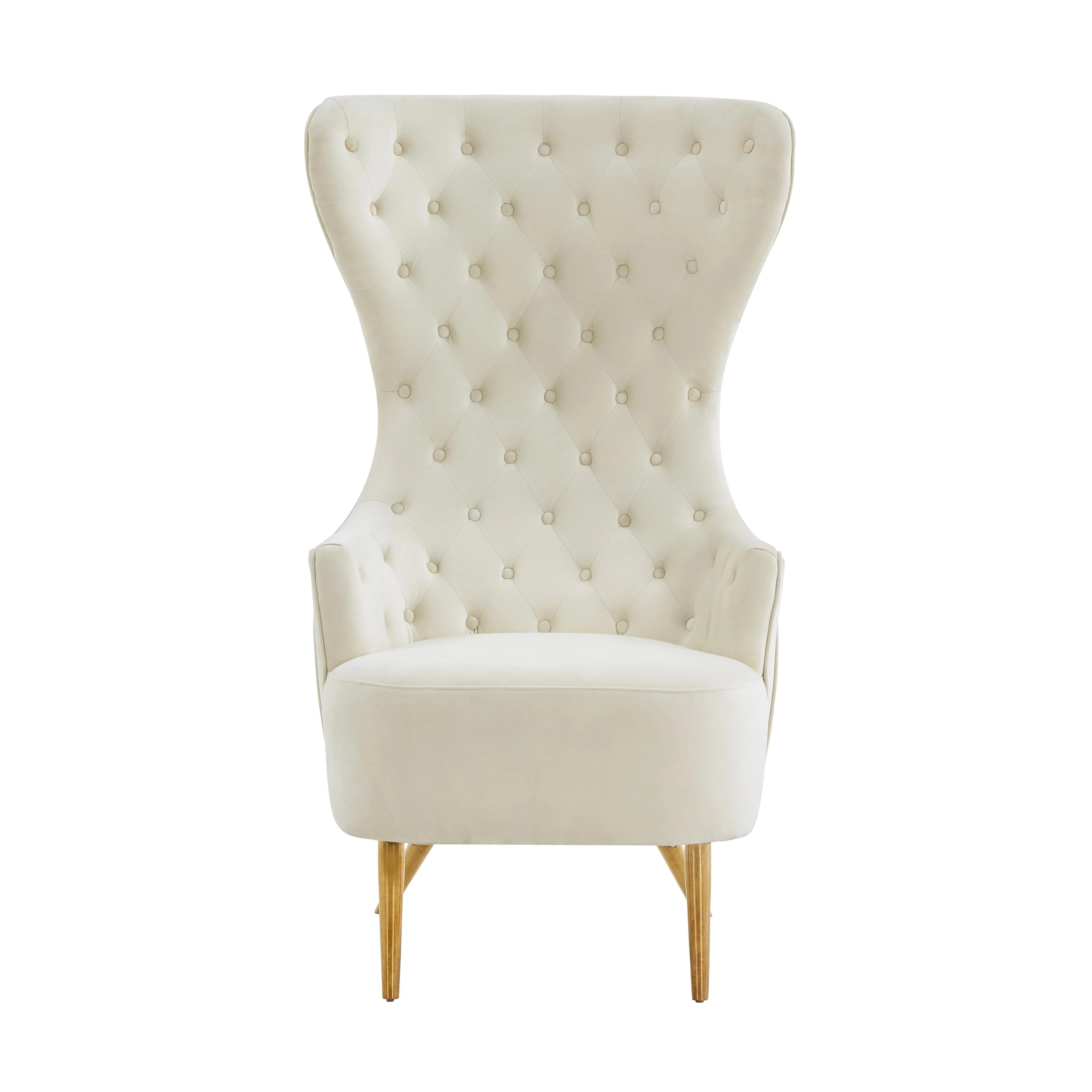 Jezebel Cream Velvet Wingback Chair - Image 4