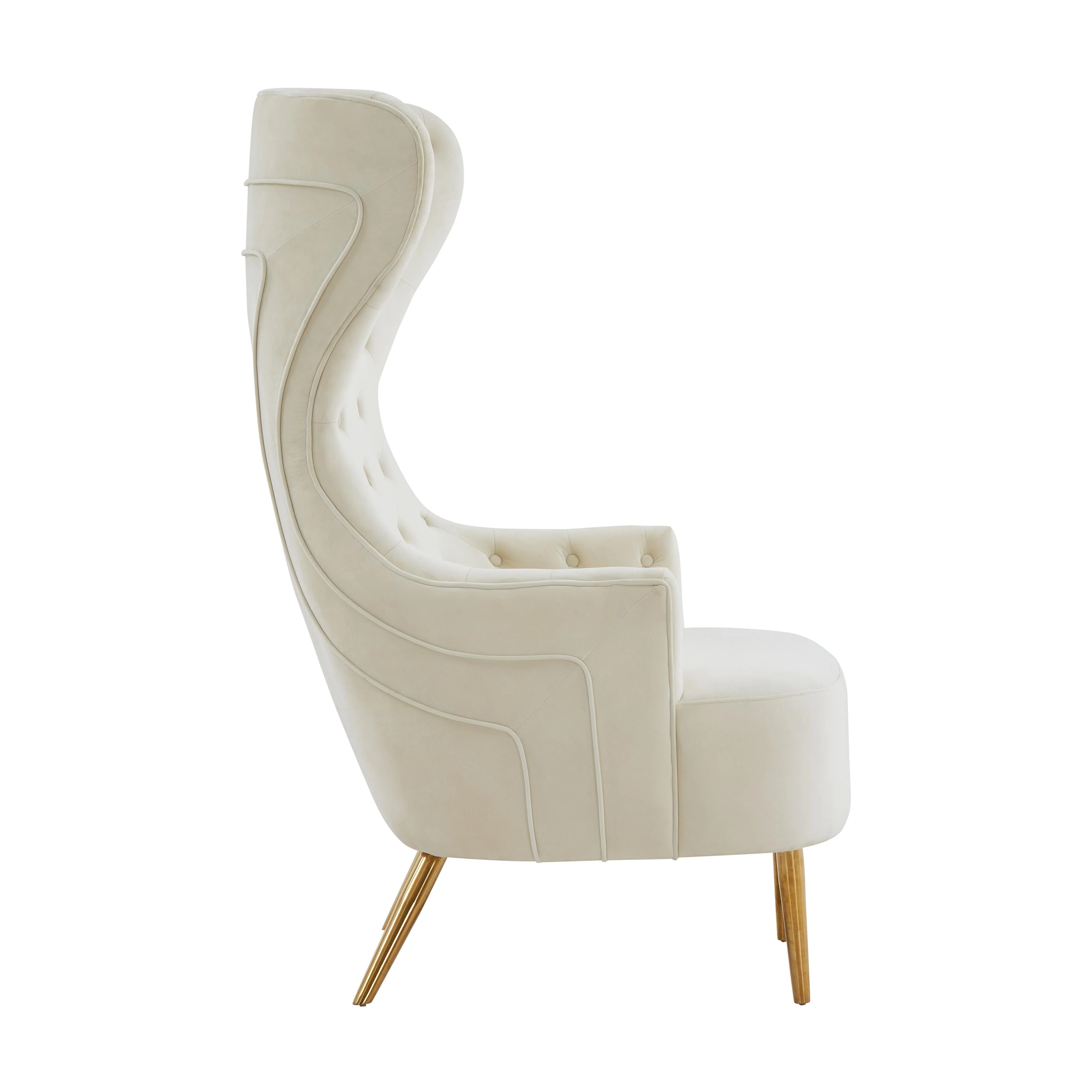Jezebel Cream Velvet Wingback Chair - Image 5