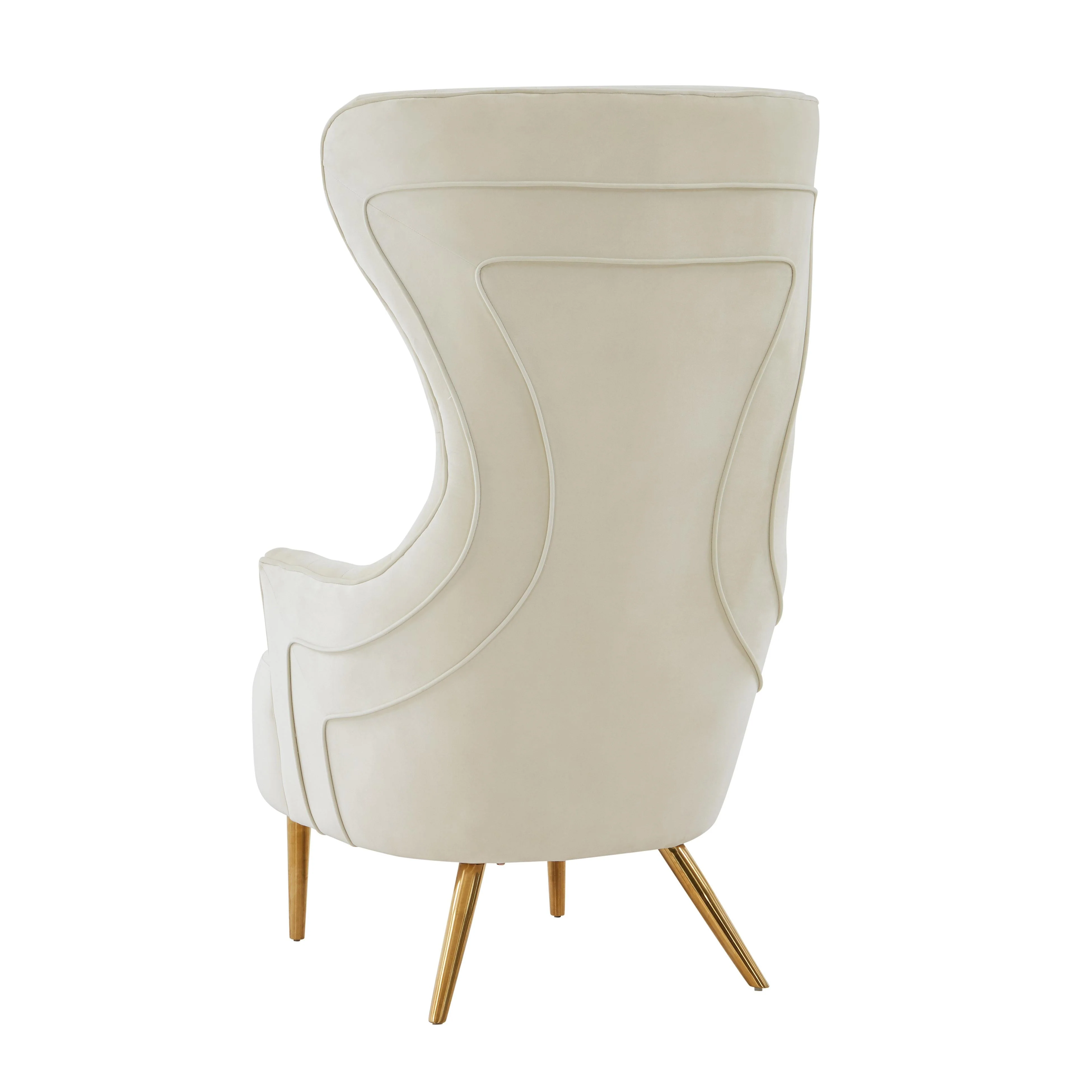 Jezebel Cream Velvet Wingback Chair - Image 6
