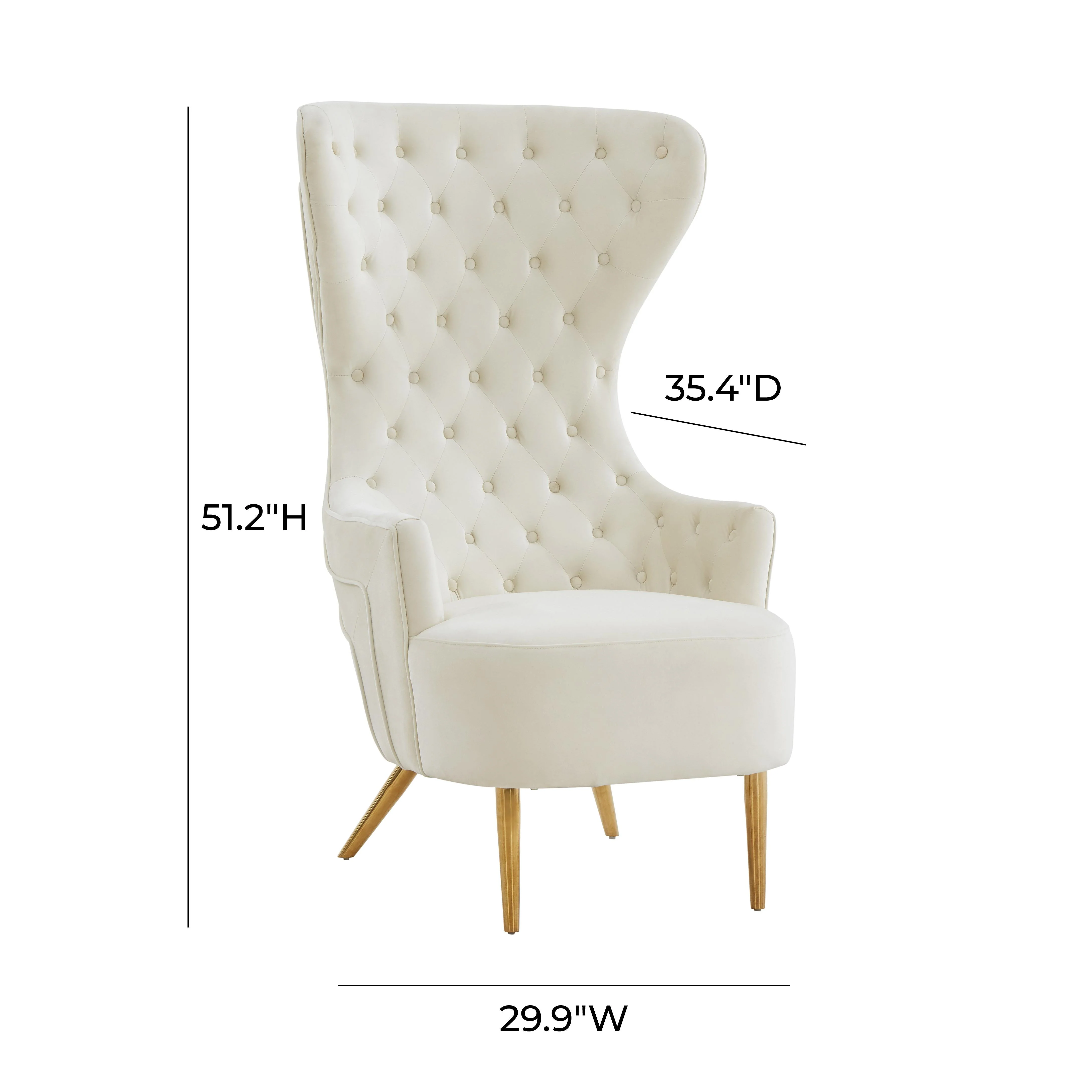 Jezebel Cream Velvet Wingback Chair - Image 7