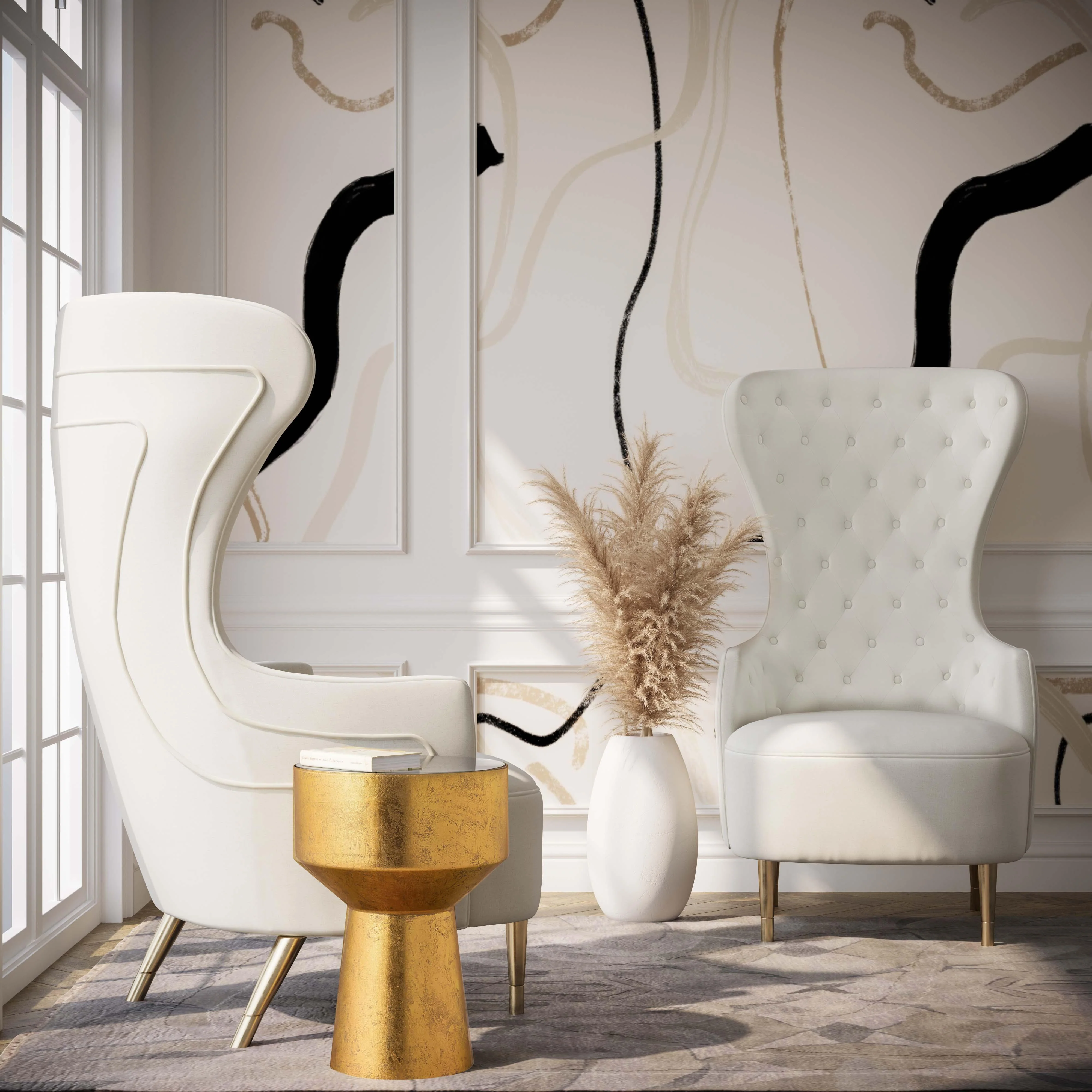 Jezebel Cream Velvet Wingback Chair - Image 8