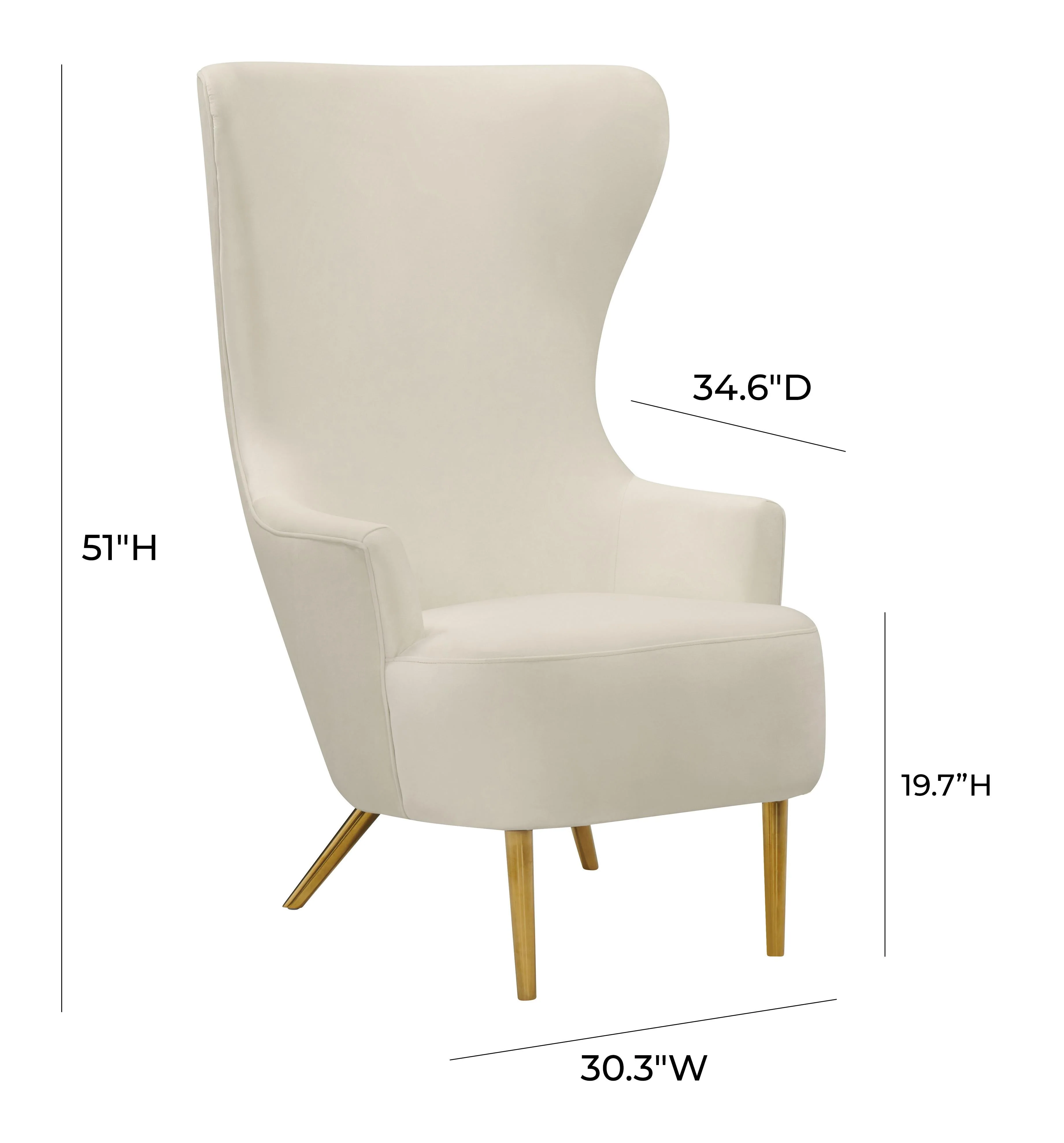 Julia Cream Wingback Velvet Chair - Image 5