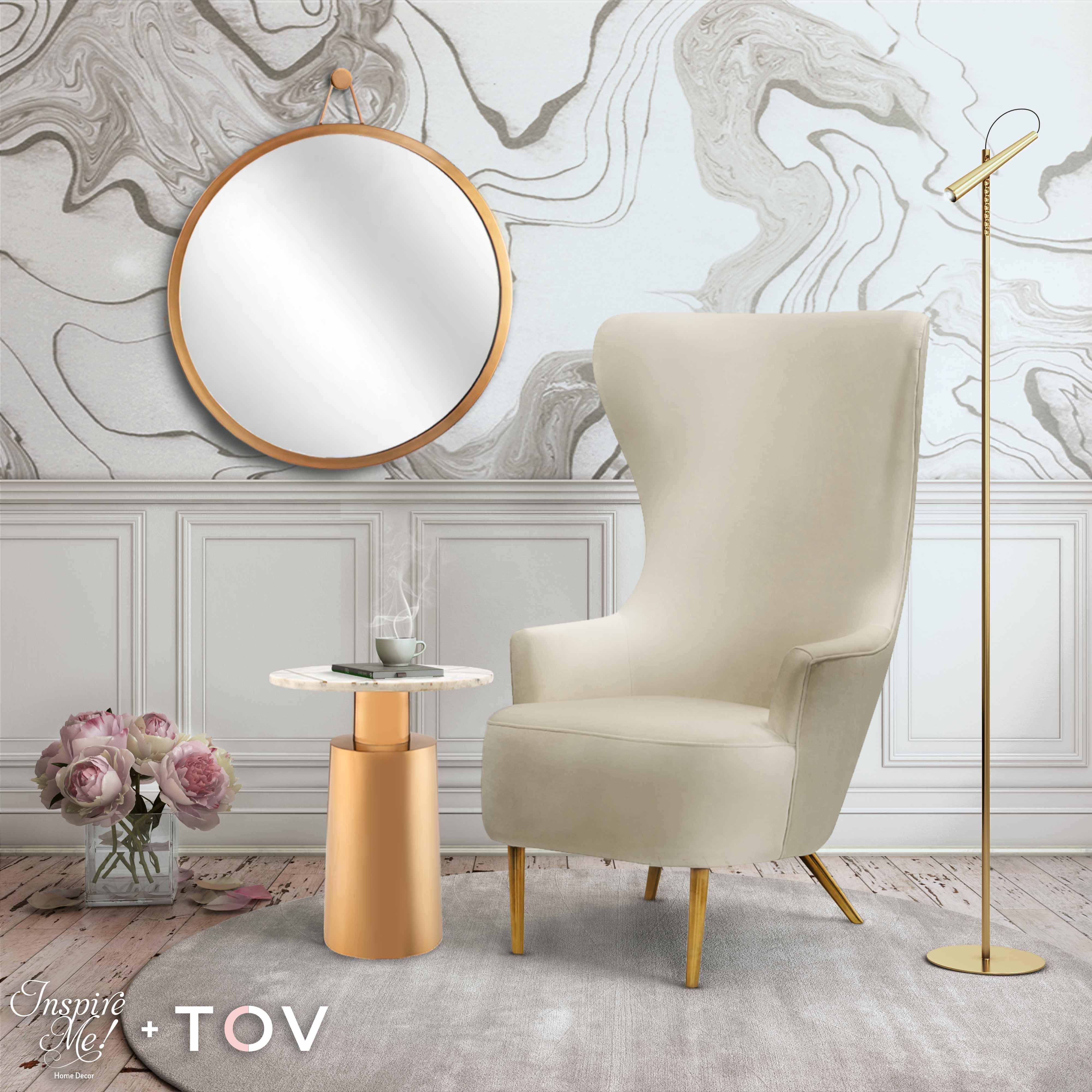 Julia Cream Wingback Velvet Chair - Image 6