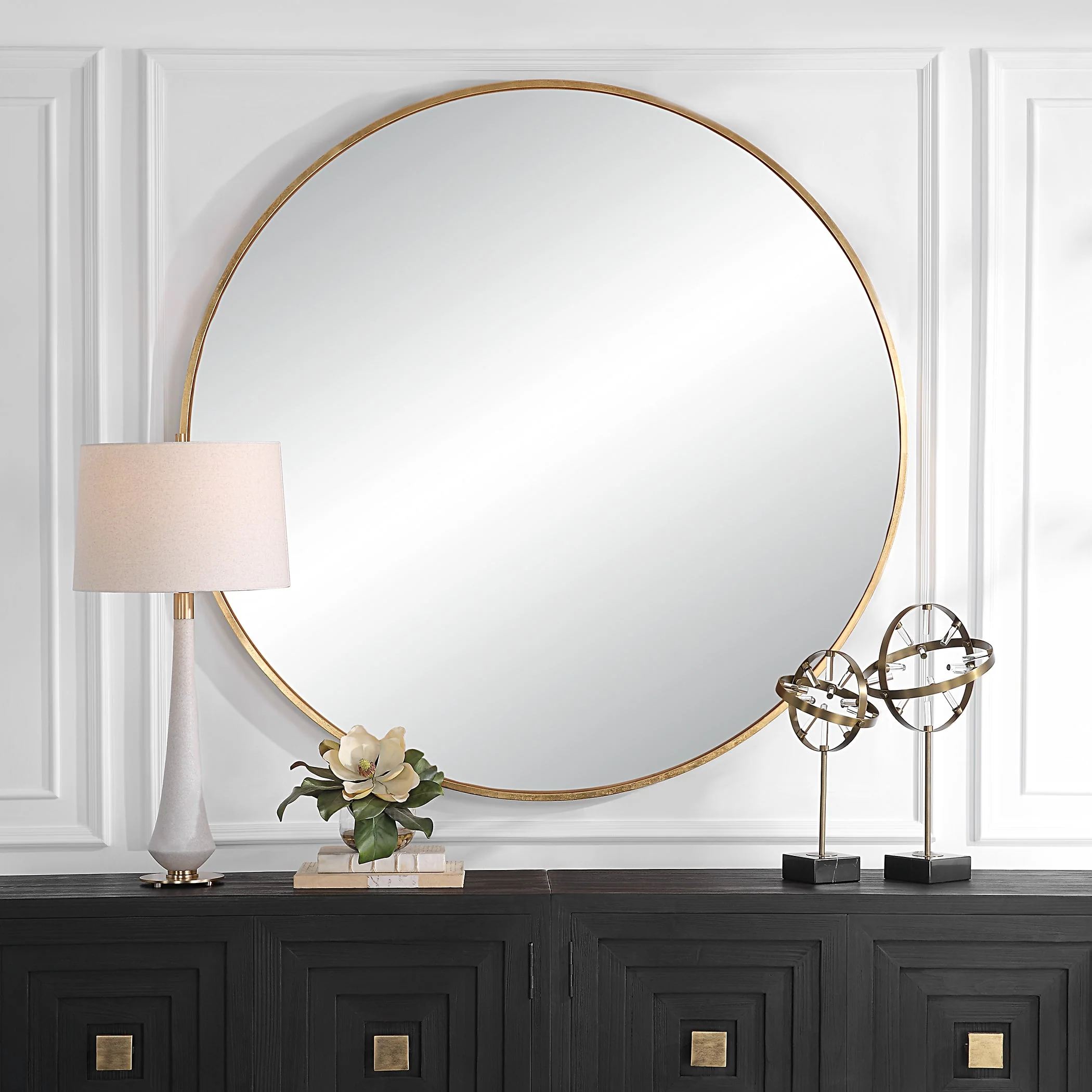 Junius Large Gold Round Mirror - Image 2