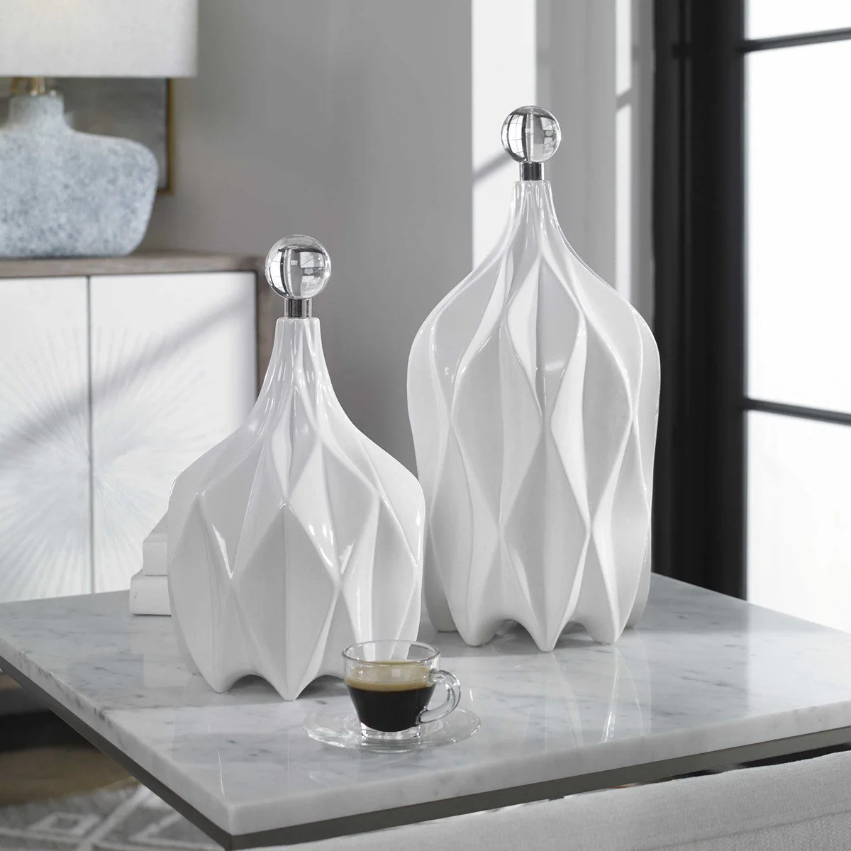 Klara White Bottles, S/2 - Image 2
