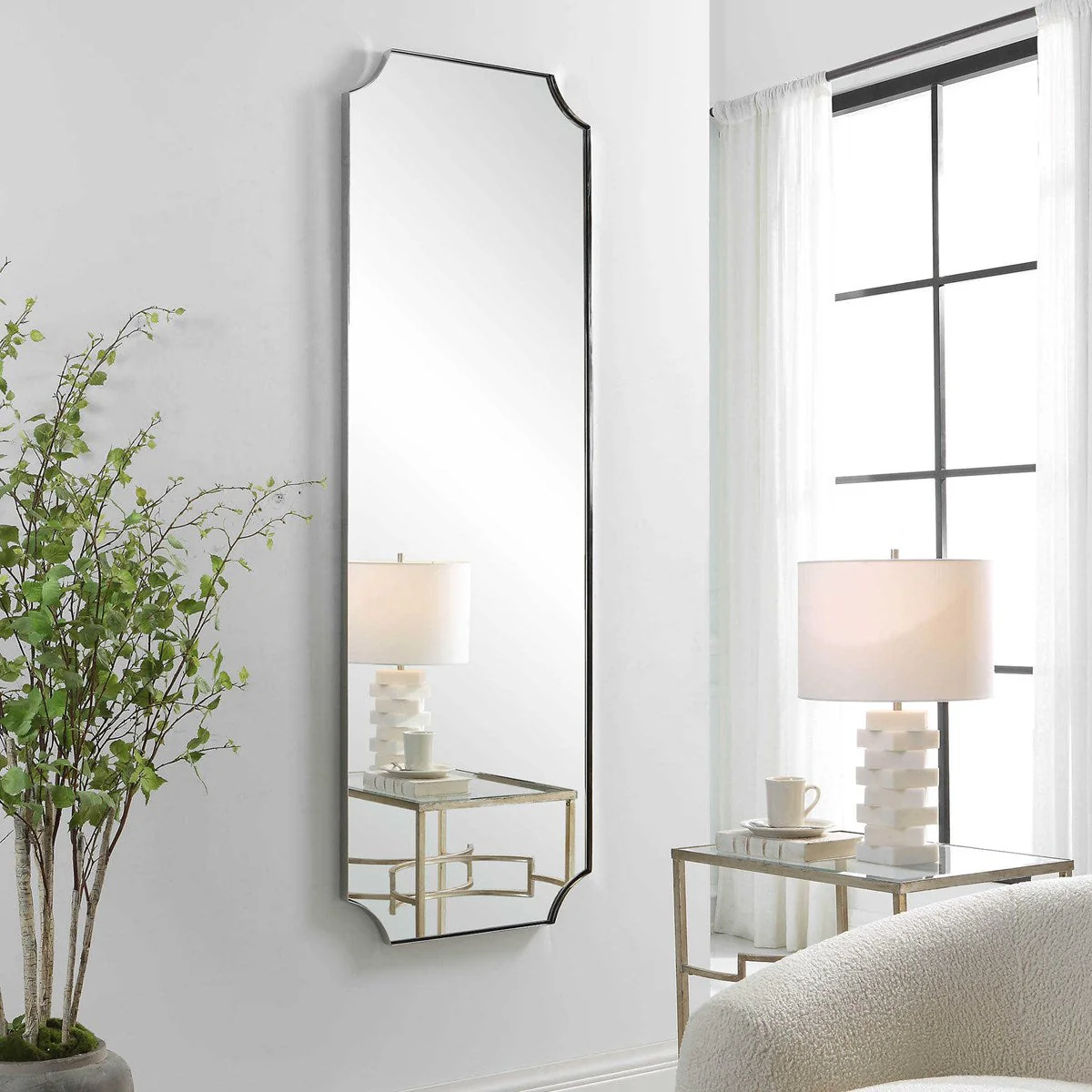 Lennox Tall Mirror, Nickel - Image 2