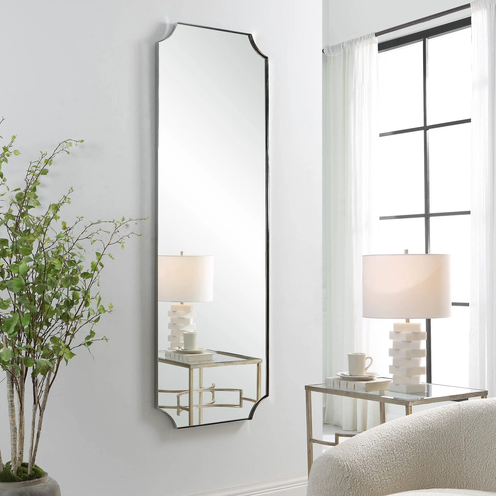 Lennox Tall Mirror, Nickel - Image 8
