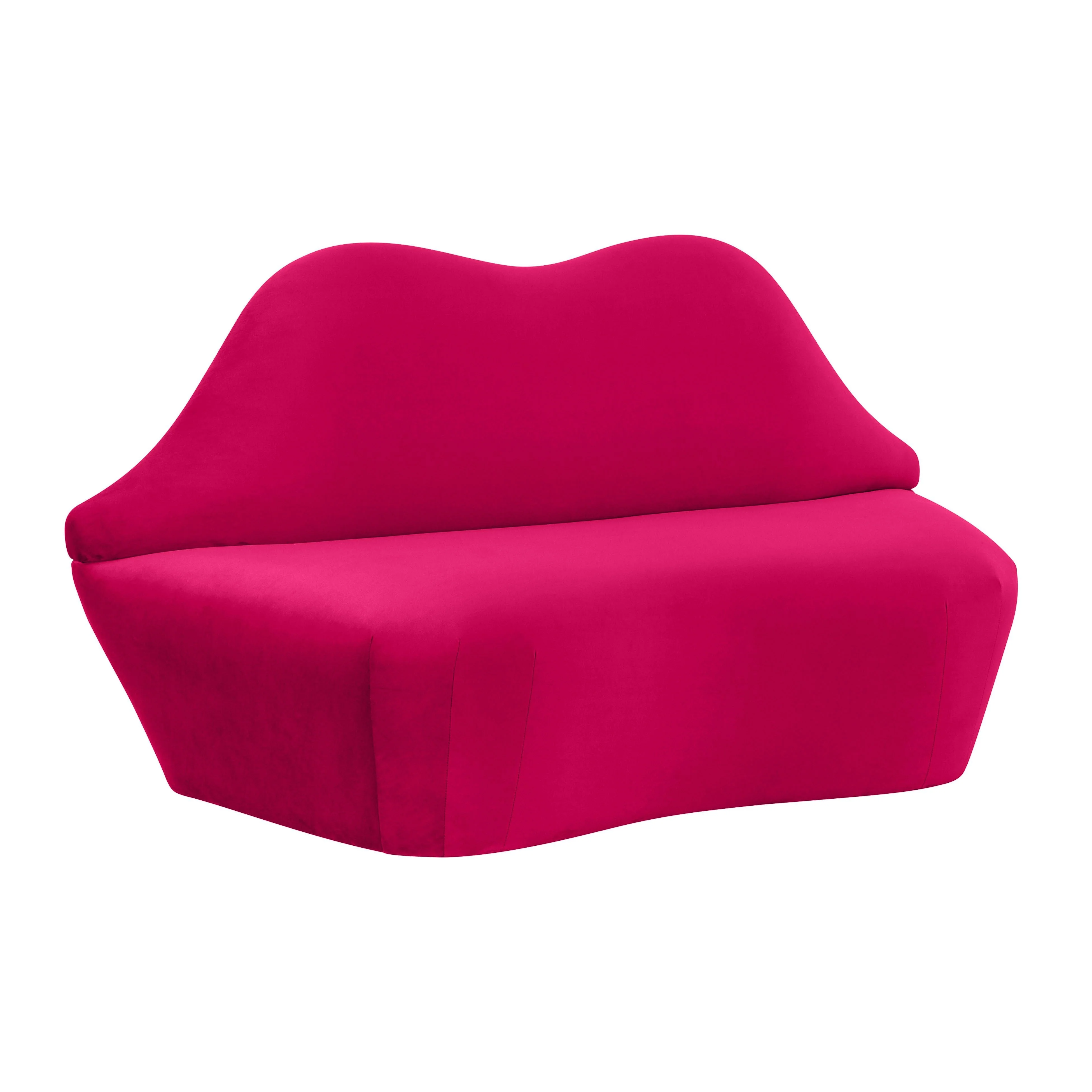 Lips Pink Velvet Settee - Image 5