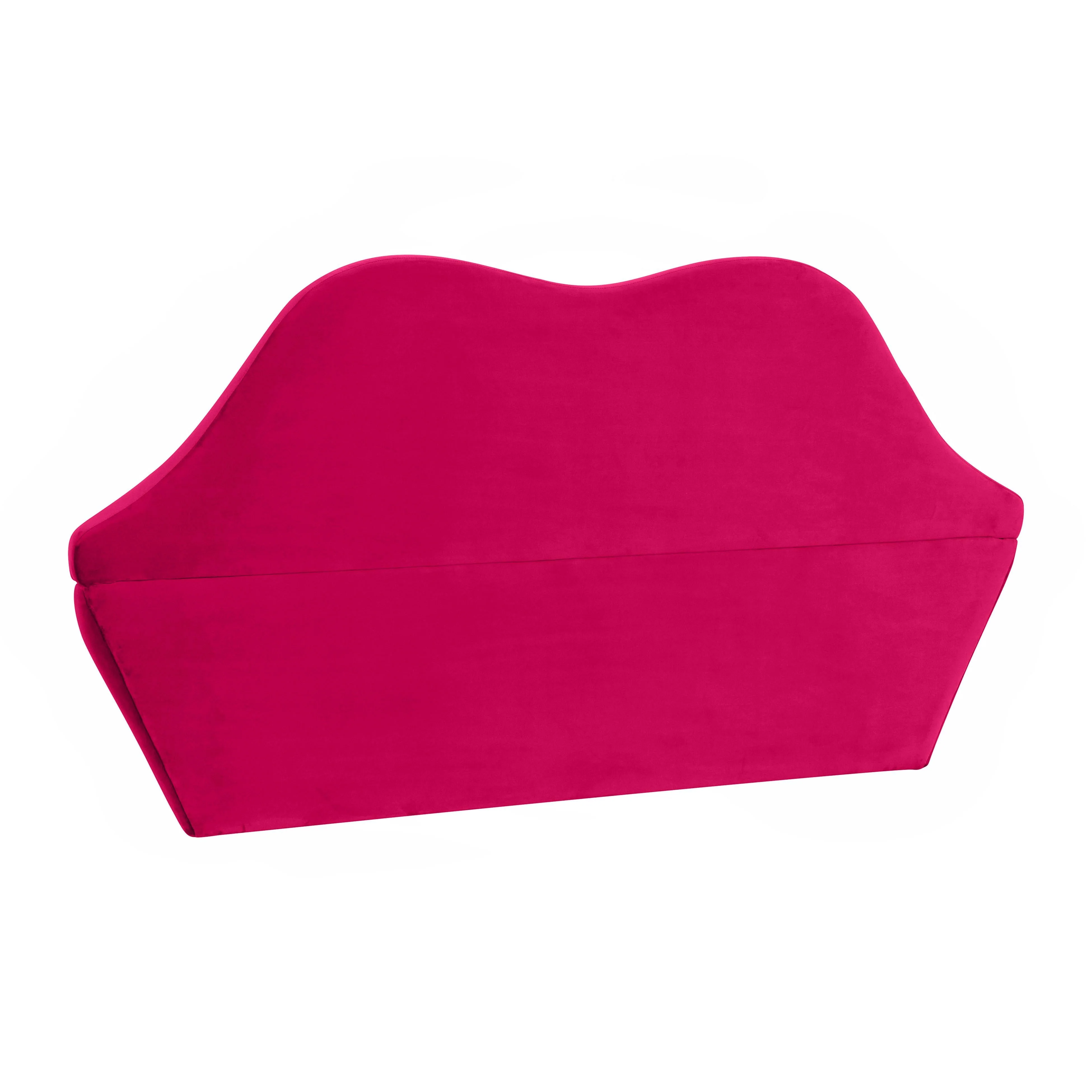 Lips Pink Velvet Settee - Image 6