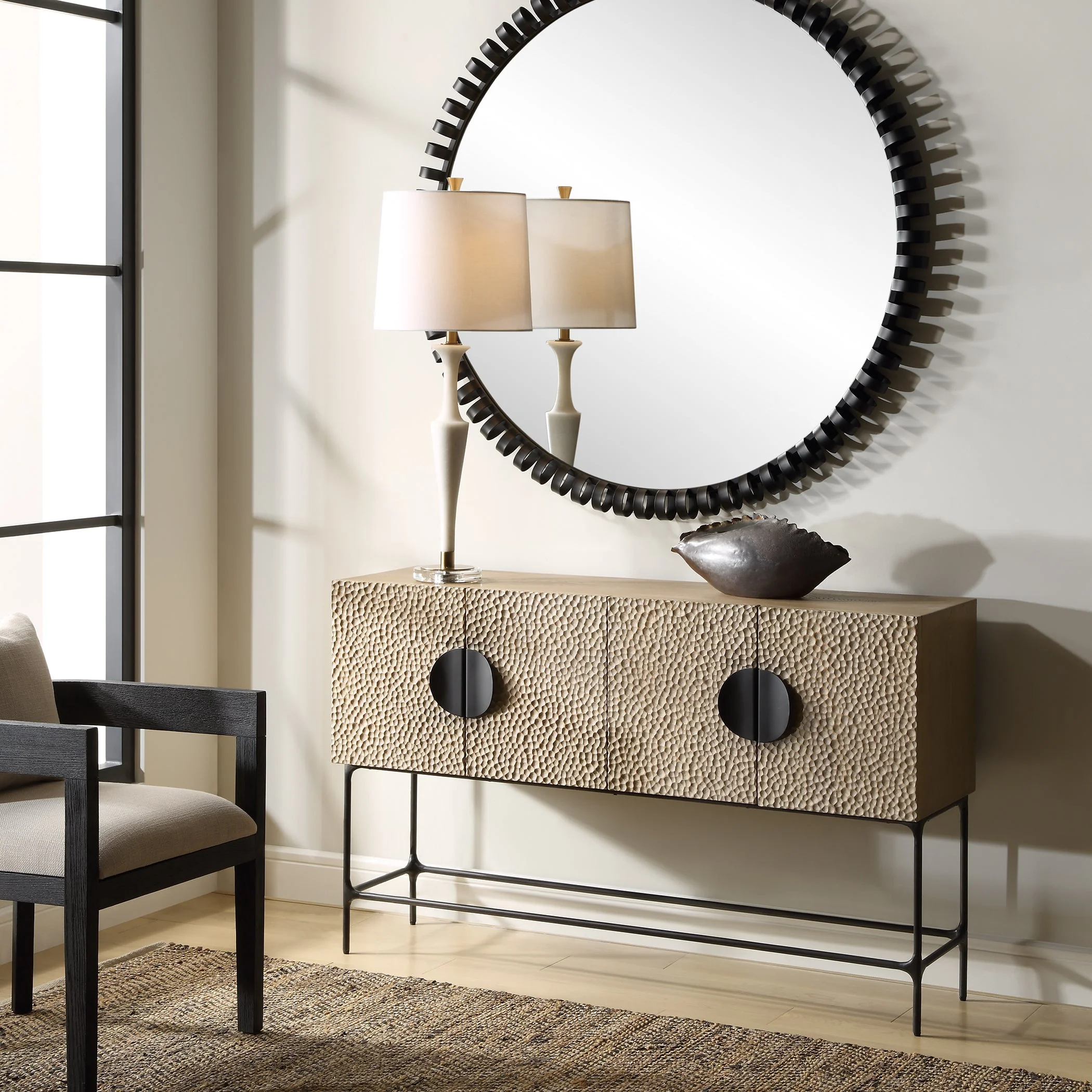 Lunar 4 Door Elm Wood Cabinet - Image 3