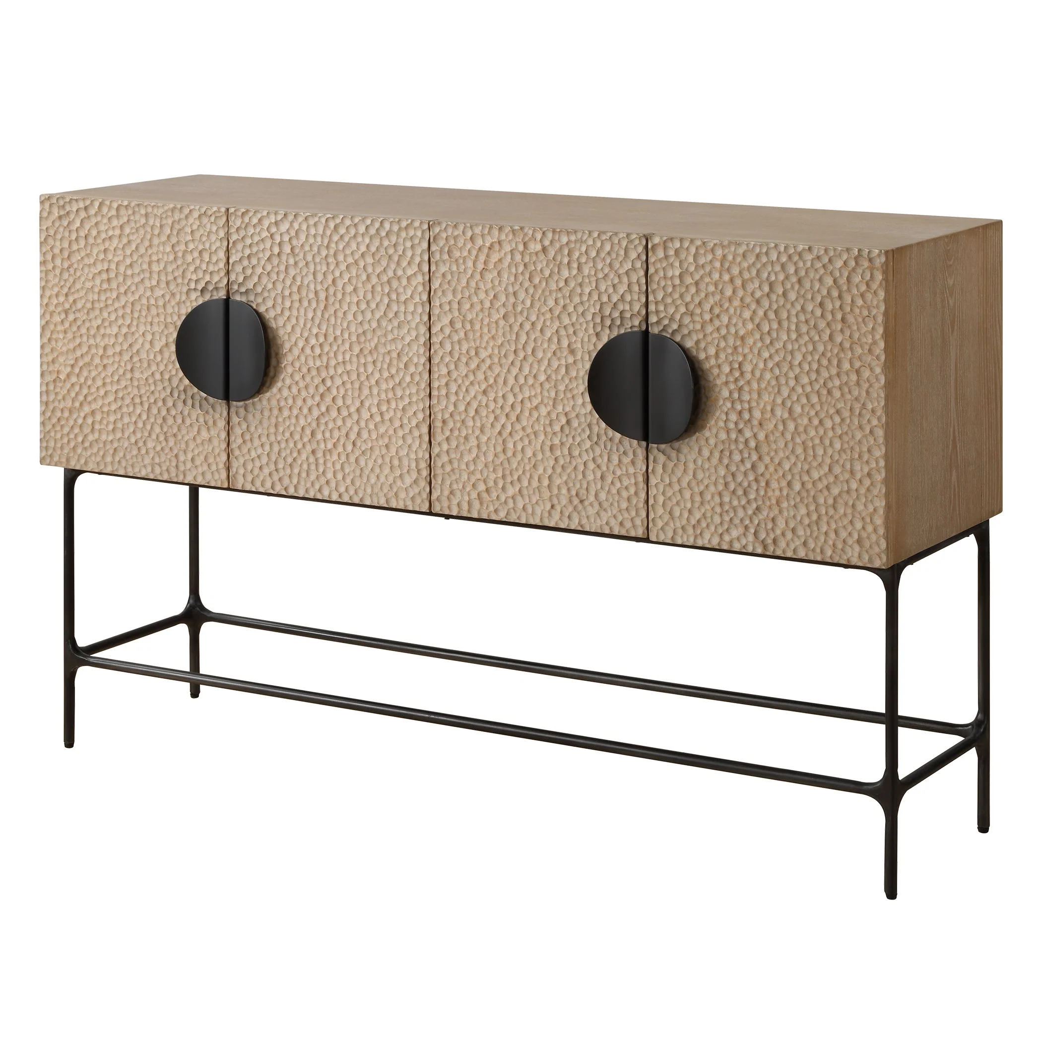 Lunar 4 Door Elm Wood Cabinet - Image 4