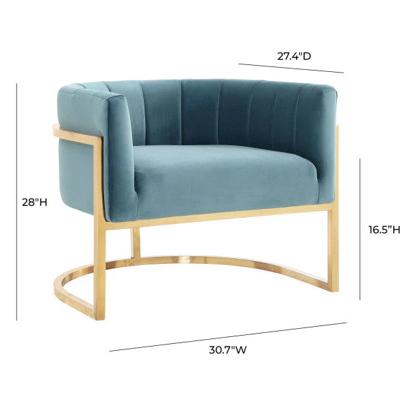 Magnolia Sea Blue Chair with Gold Base - Image 3